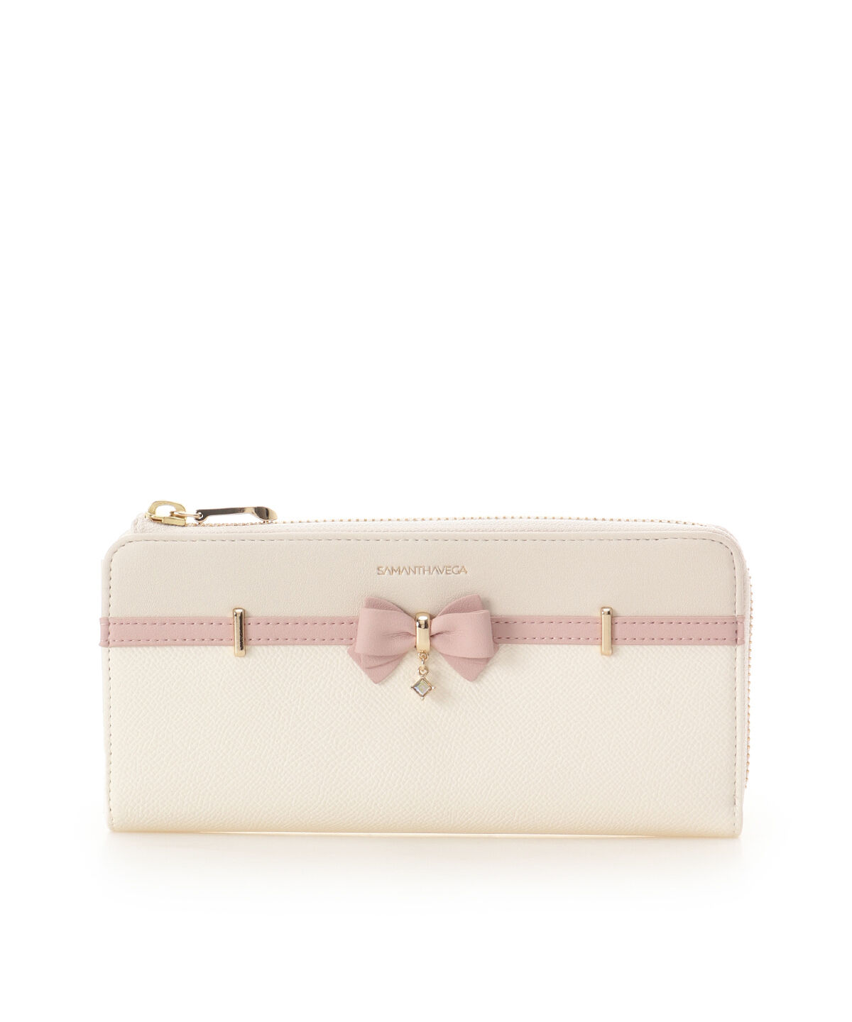 Samantha Vega「バイカラーアクセントリボン長財布」|財布|ホワイト