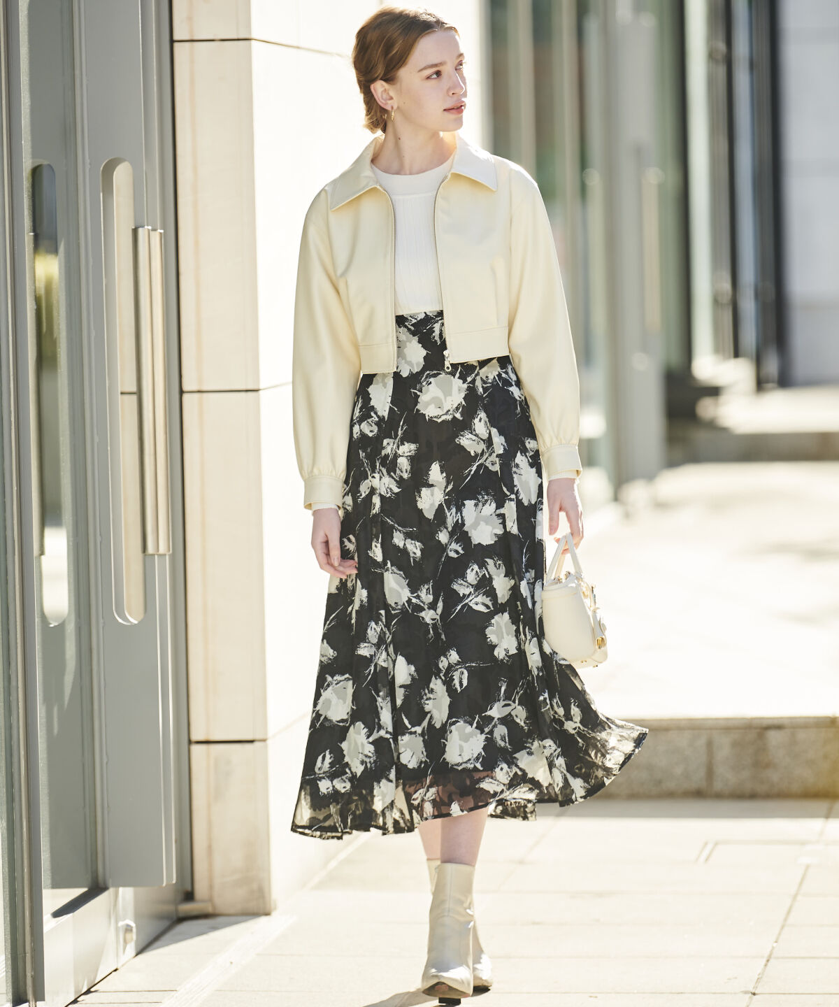 アンドクチュール「フェイクレザージップブルゾン」|ブルゾン・スタジャン|