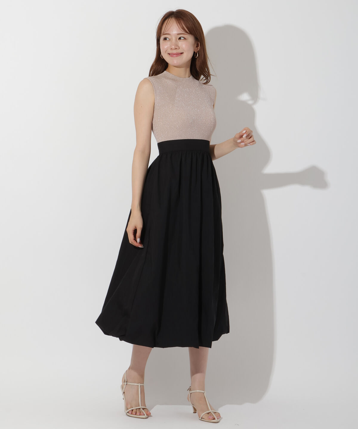 アンドクチュール「裾バルーンラメニットドッキングワンピース」|ワンピース|