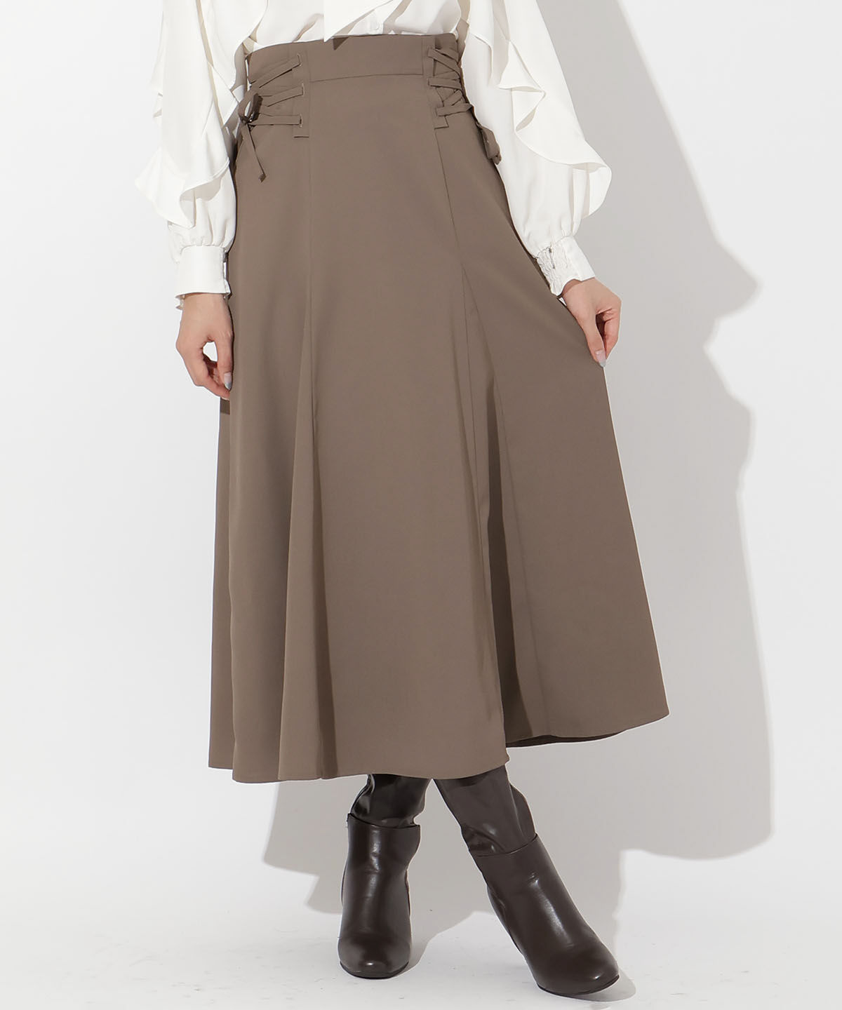 アンドクチュール「サイドレースアップフレアスカート」|フレア|