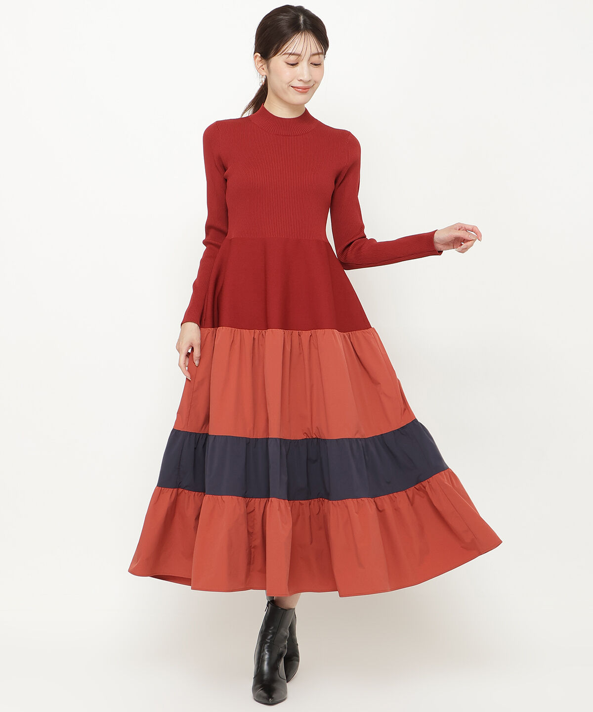 アンドクチュール「布帛ティアードドッキングワンピース」|ワンピース|