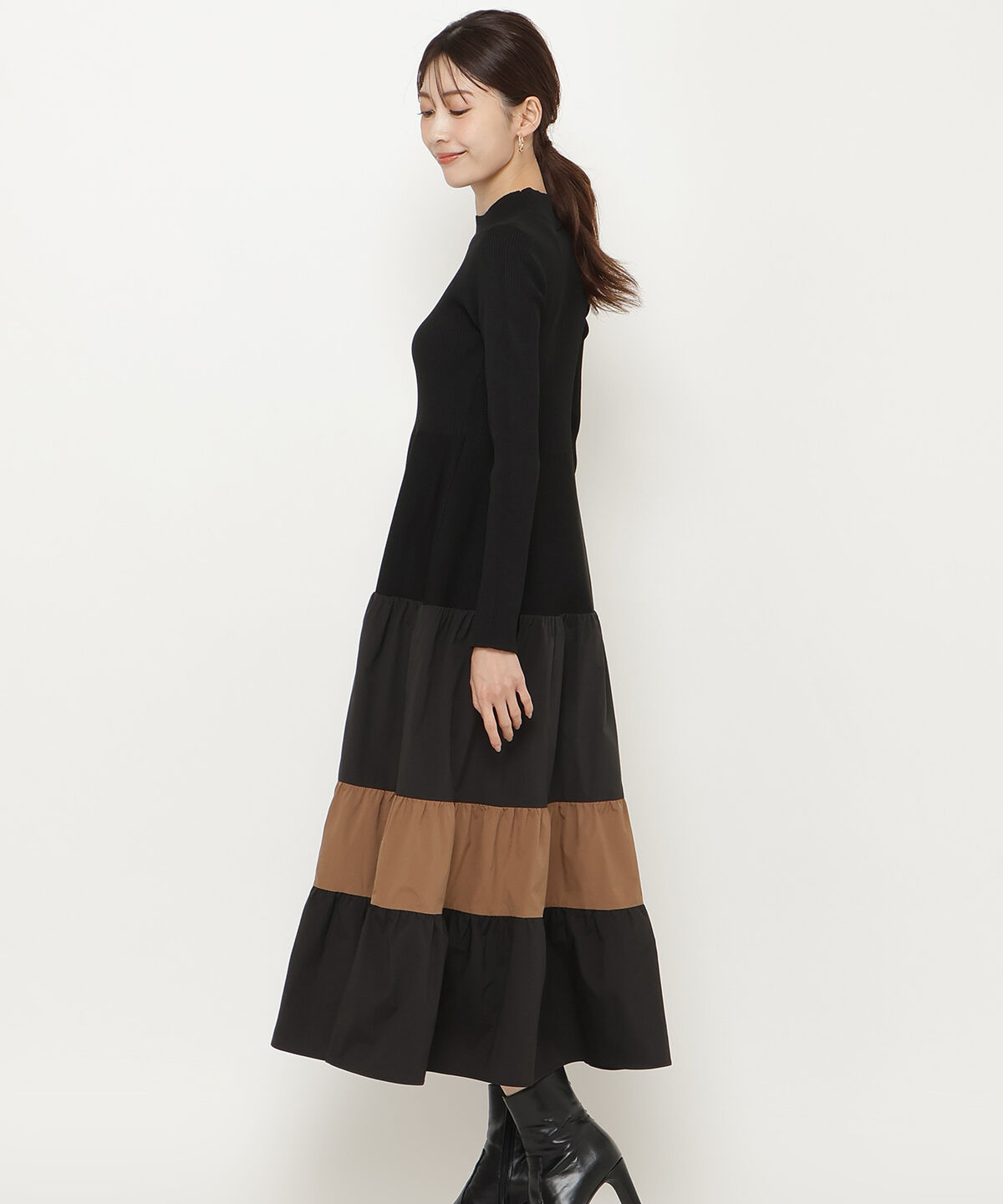 アンドクチュール「布帛ティアードドッキングワンピース」|ワンピース|