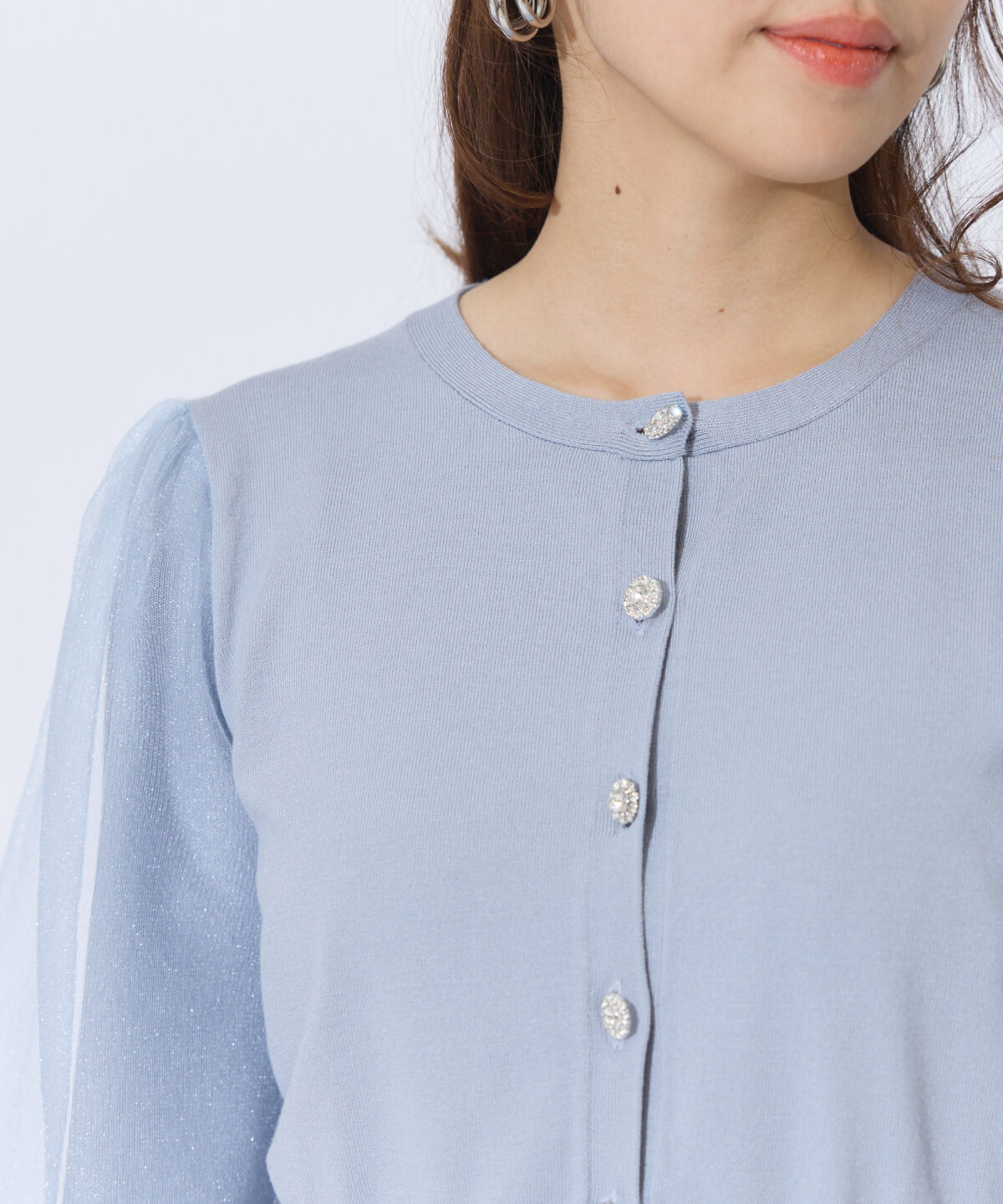 アンドクチュール「シアースリーブビジューカーディガン」|カーディガン|