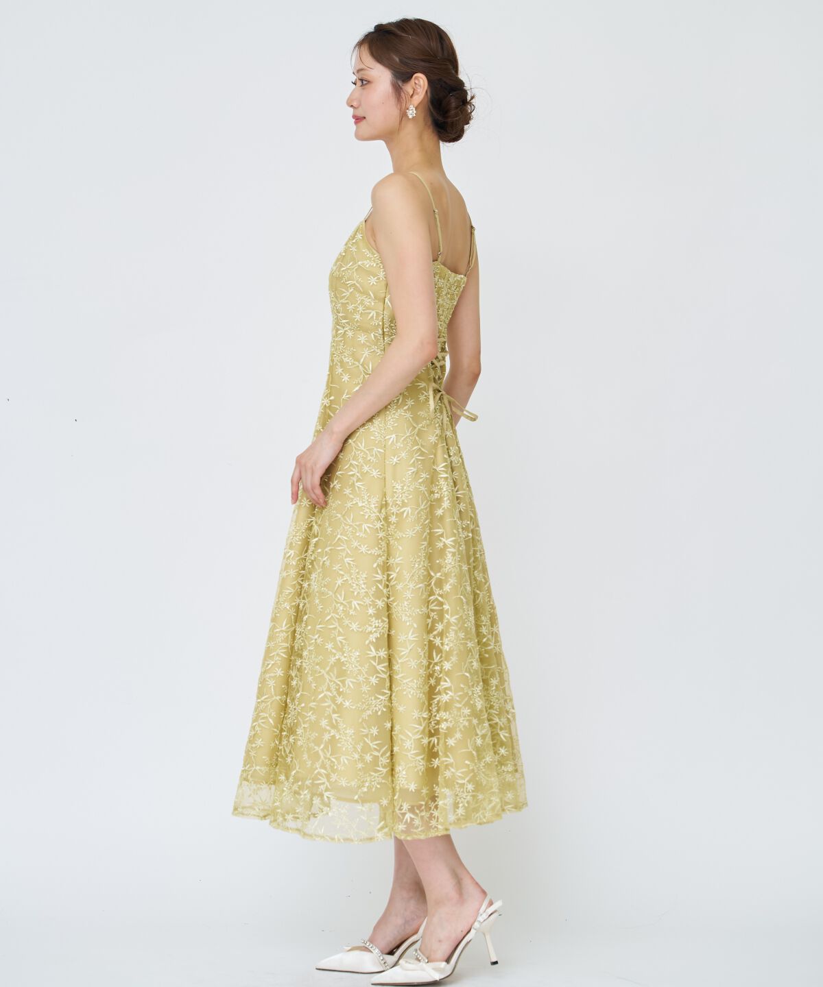 アンドクチュール「ラメボタニカルレースレイヤードドレス」|ドレス|