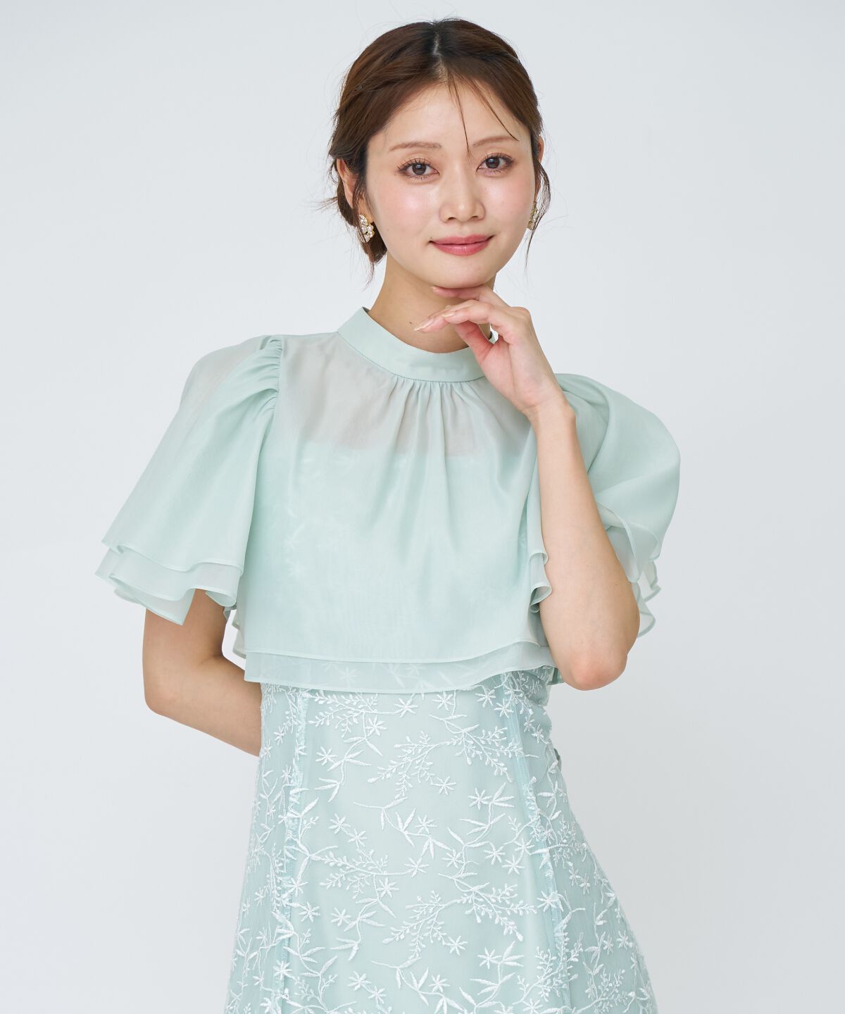 アンドクチュール「ラメボタニカルレースレイヤードドレス」|ドレス|