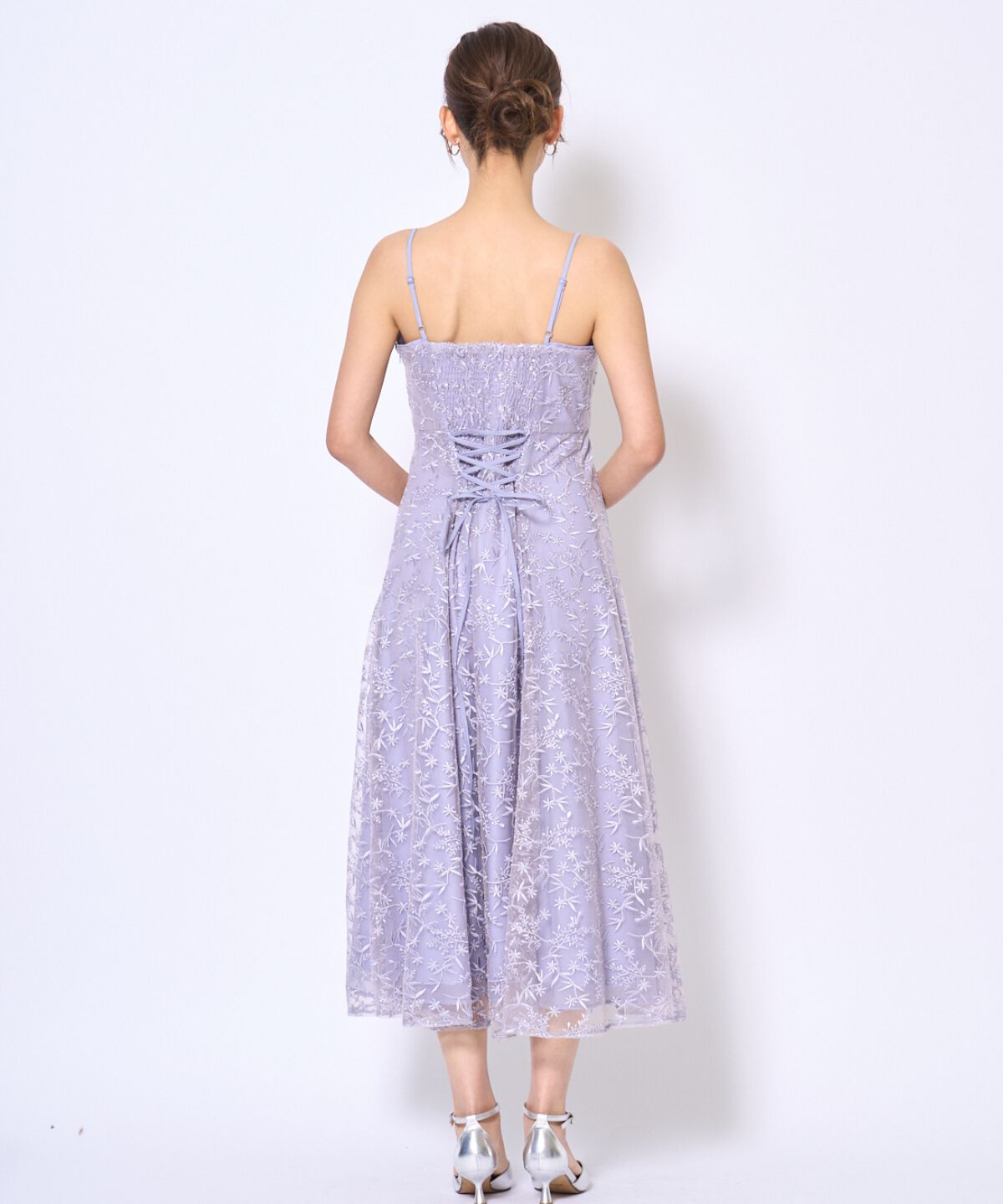 アンドクチュール「ラメボタニカルレースレイヤードドレス」|ドレス|