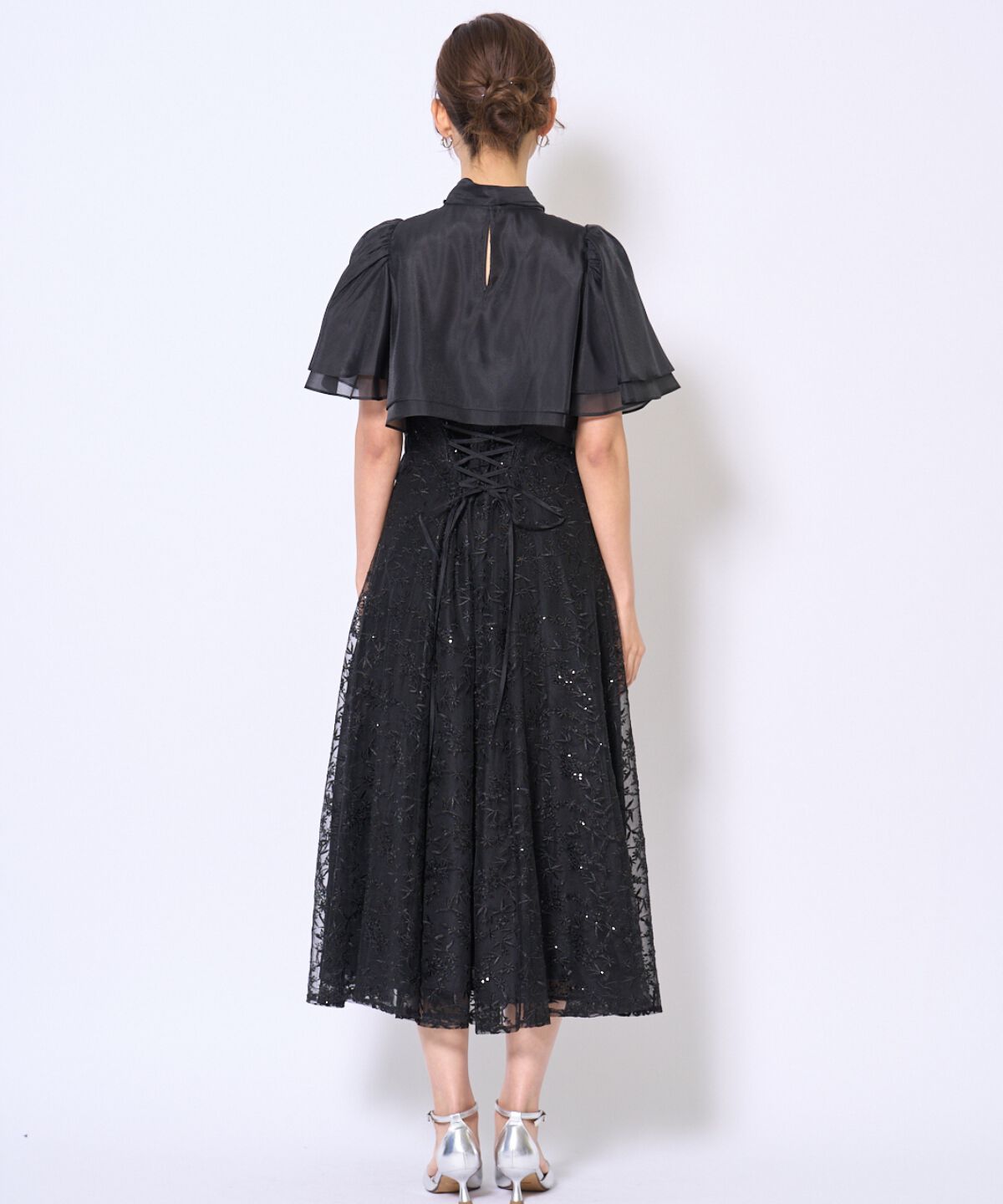 アンドクチュール「ラメボタニカルレースレイヤードドレス」|ドレス|