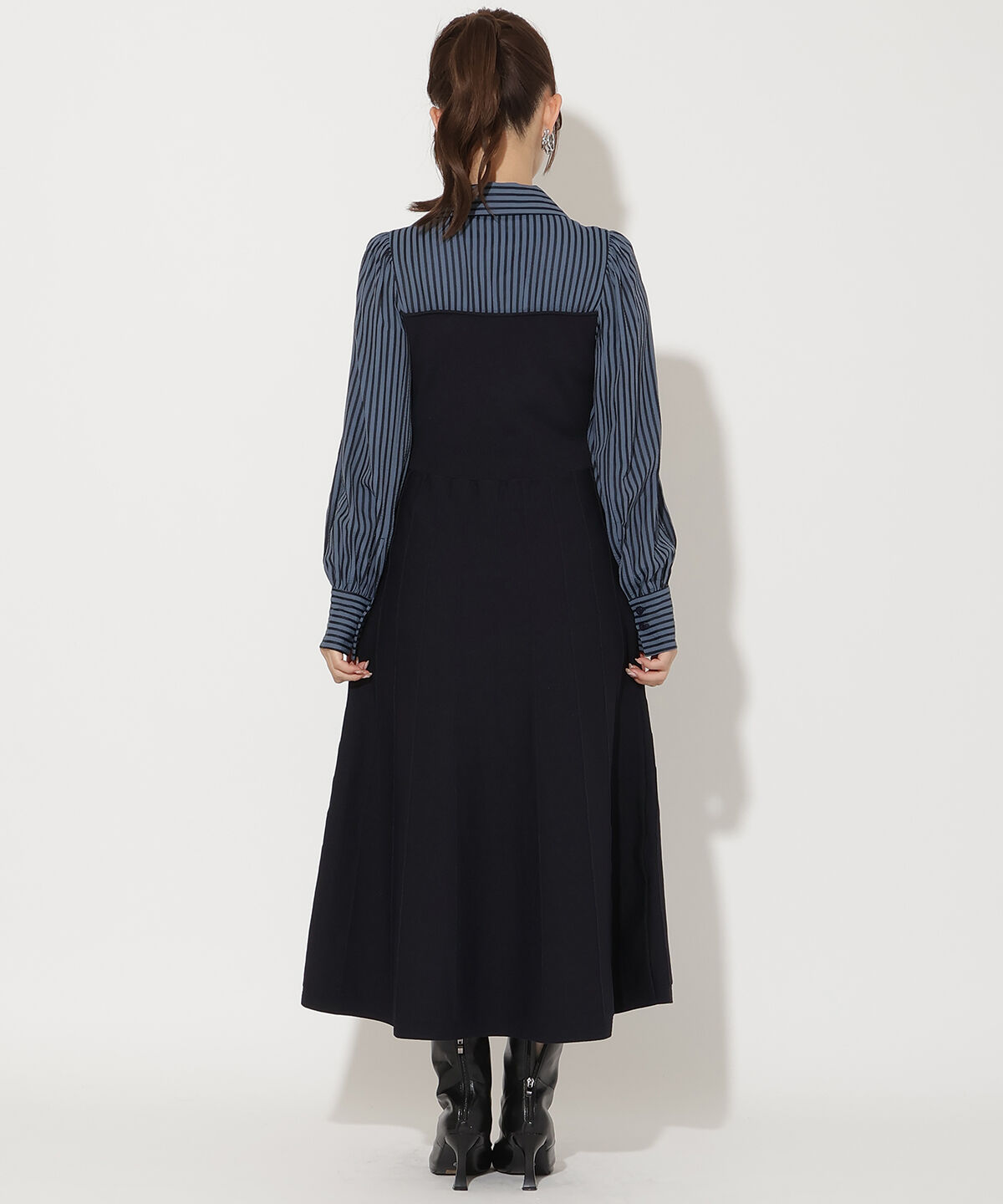 アンドクチュール「ニットビスチェ風スキッパーワンピース」|ワンピース|