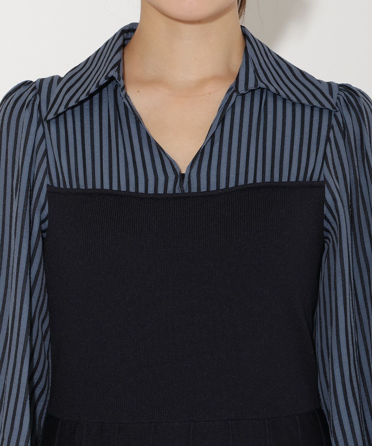 アンドクチュール「ニットビスチェ風スキッパーワンピース」|ワンピース|