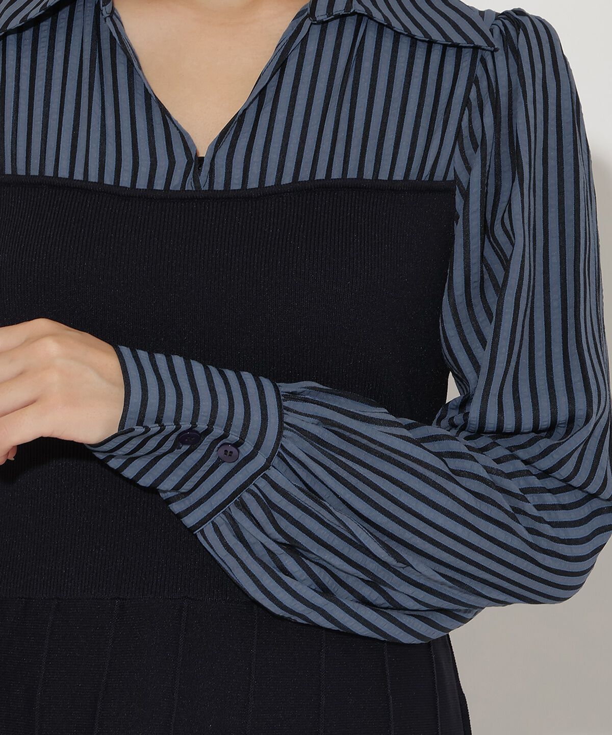 アンドクチュール「ニットビスチェ風スキッパーワンピース」|ワンピース|