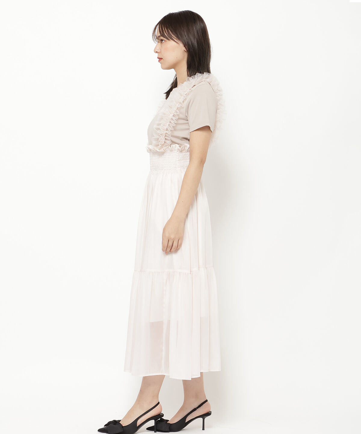 REDYAZEL「チュールショルダーフレアスカート」|フレア|