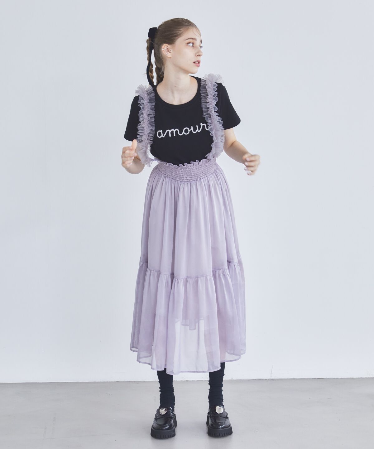 REDYAZEL「チュールショルダーフレアスカート」|フレア|