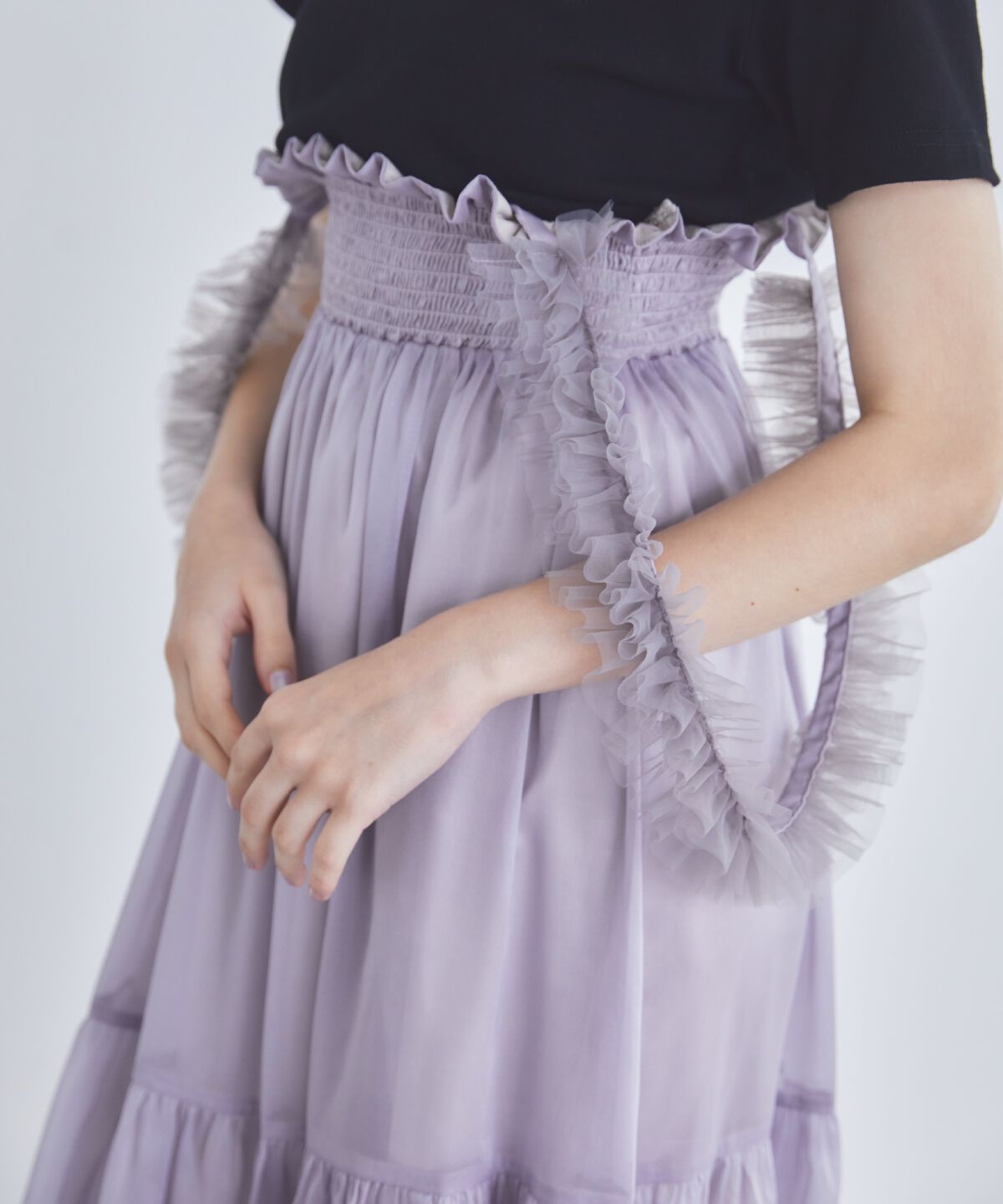 REDYAZEL「チュールショルダーフレアスカート」|フレア|