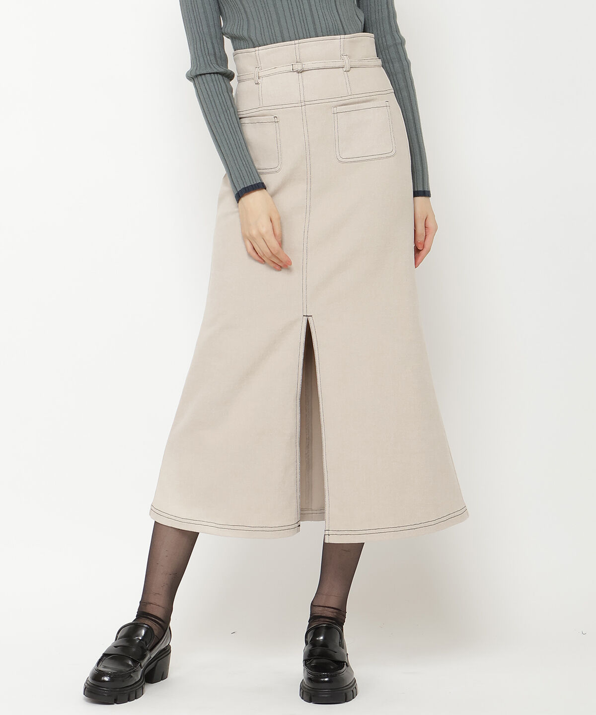 REDYAZEL「配色ステッチＡラインスカート」|タイト|