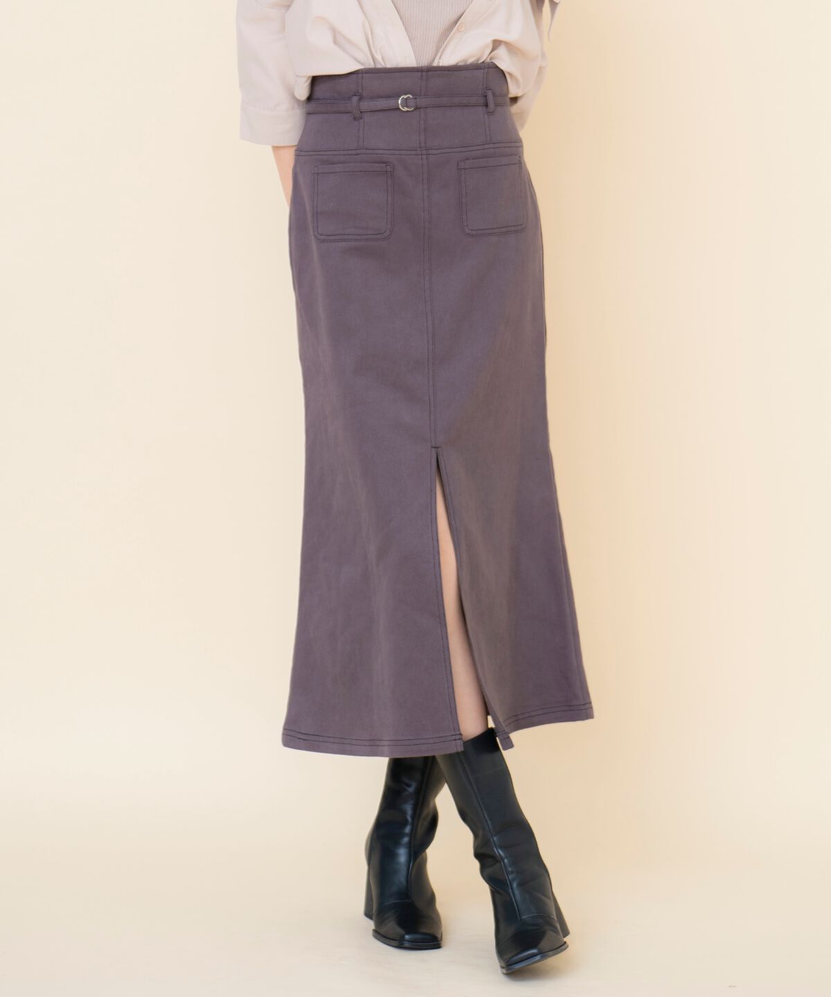 REDYAZEL「配色ステッチＡラインスカート」|タイト|