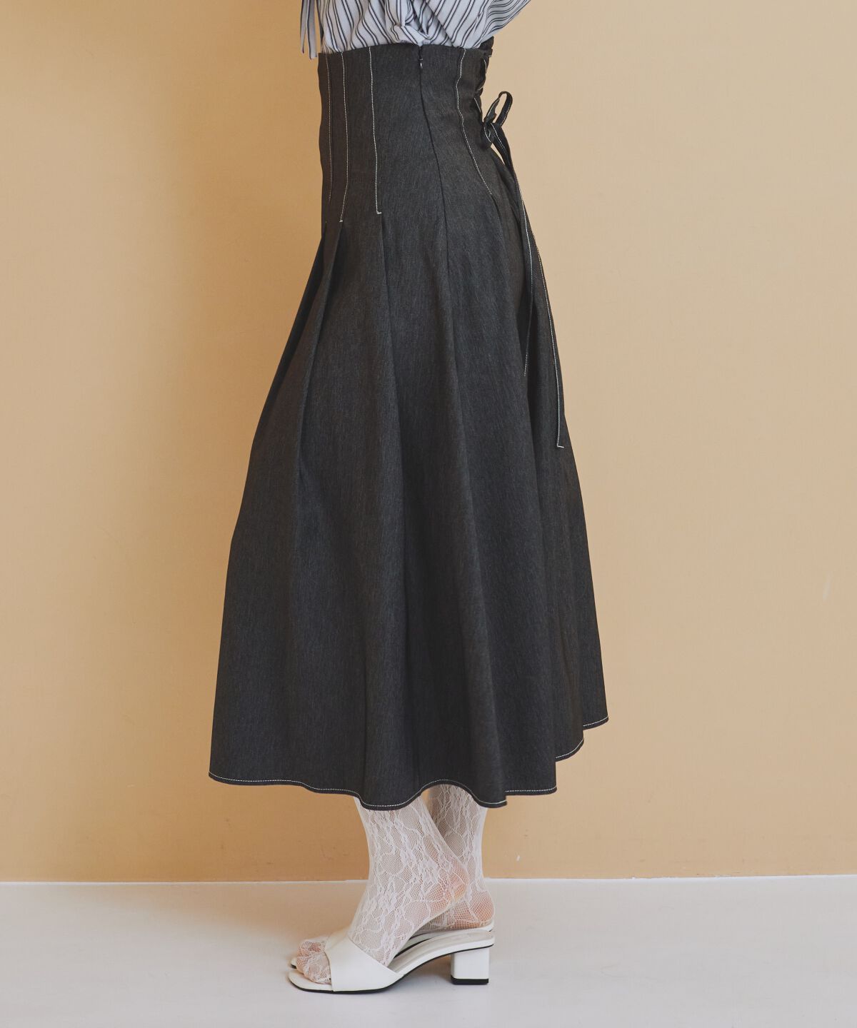 REDYAZEL「デニムライクタックフレアスカート」|フレア|