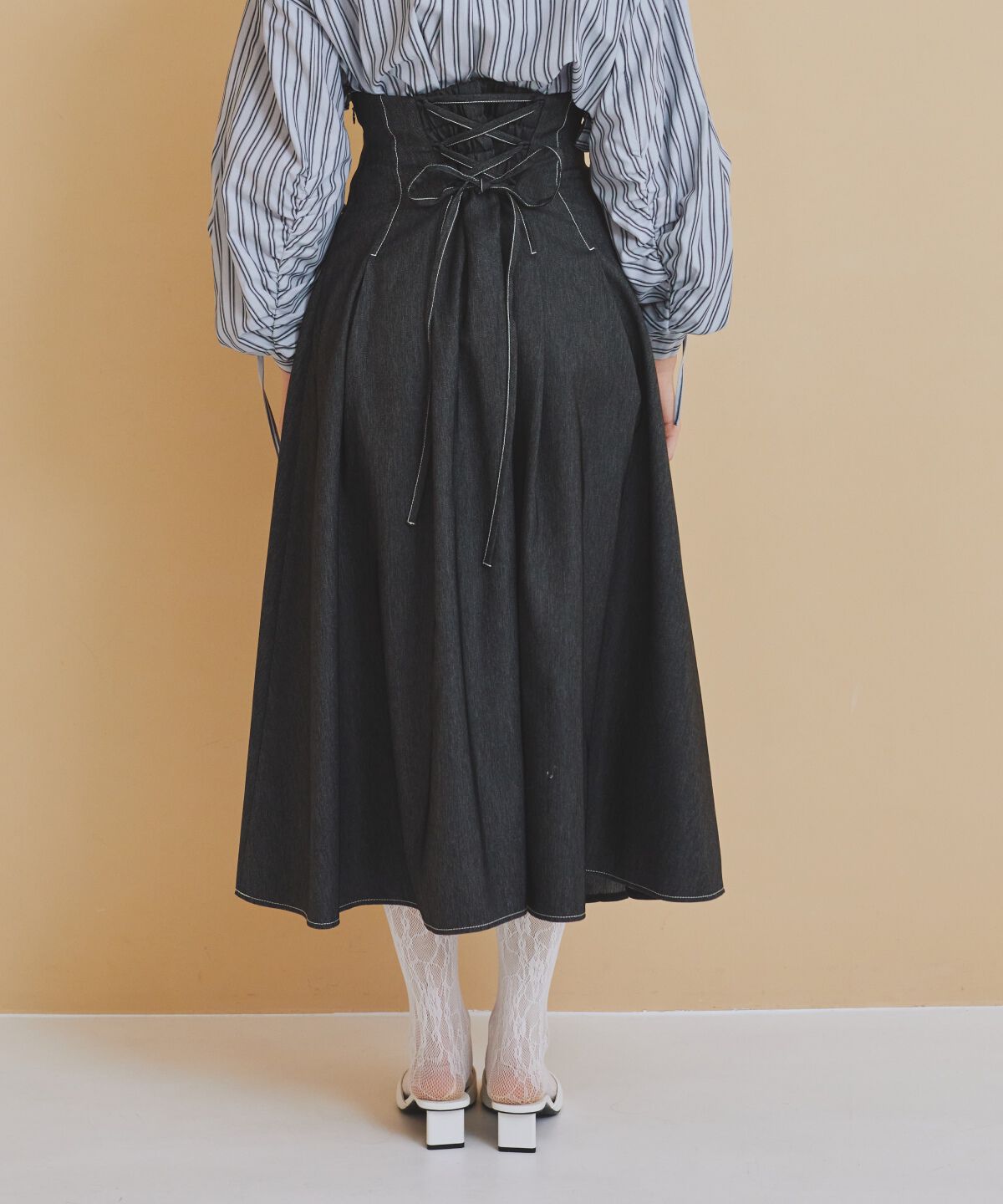 REDYAZEL「デニムライクタックフレアスカート」|フレア|