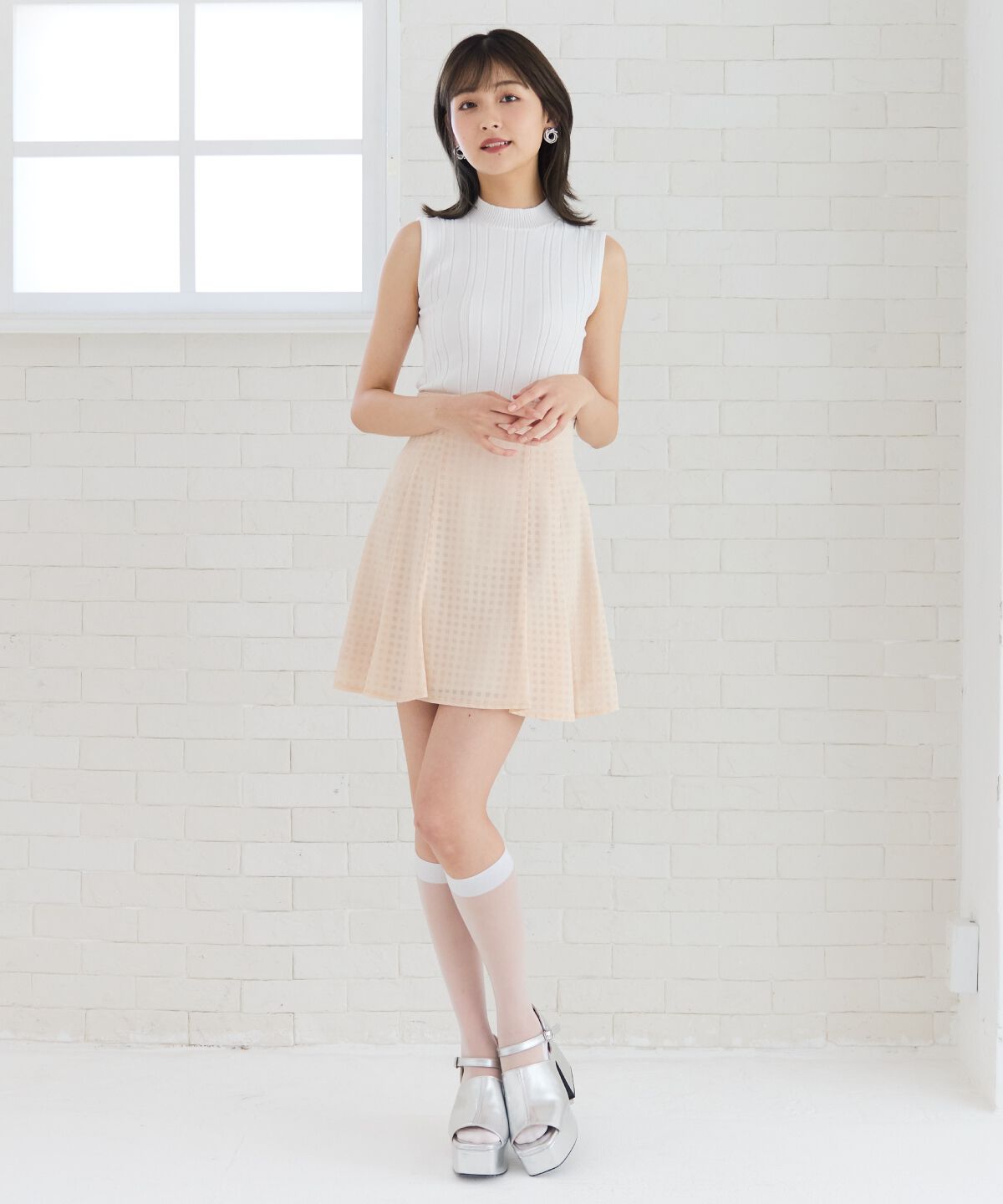 REDYAZEL「シアーチェックフレアミニスカート」|フレア|