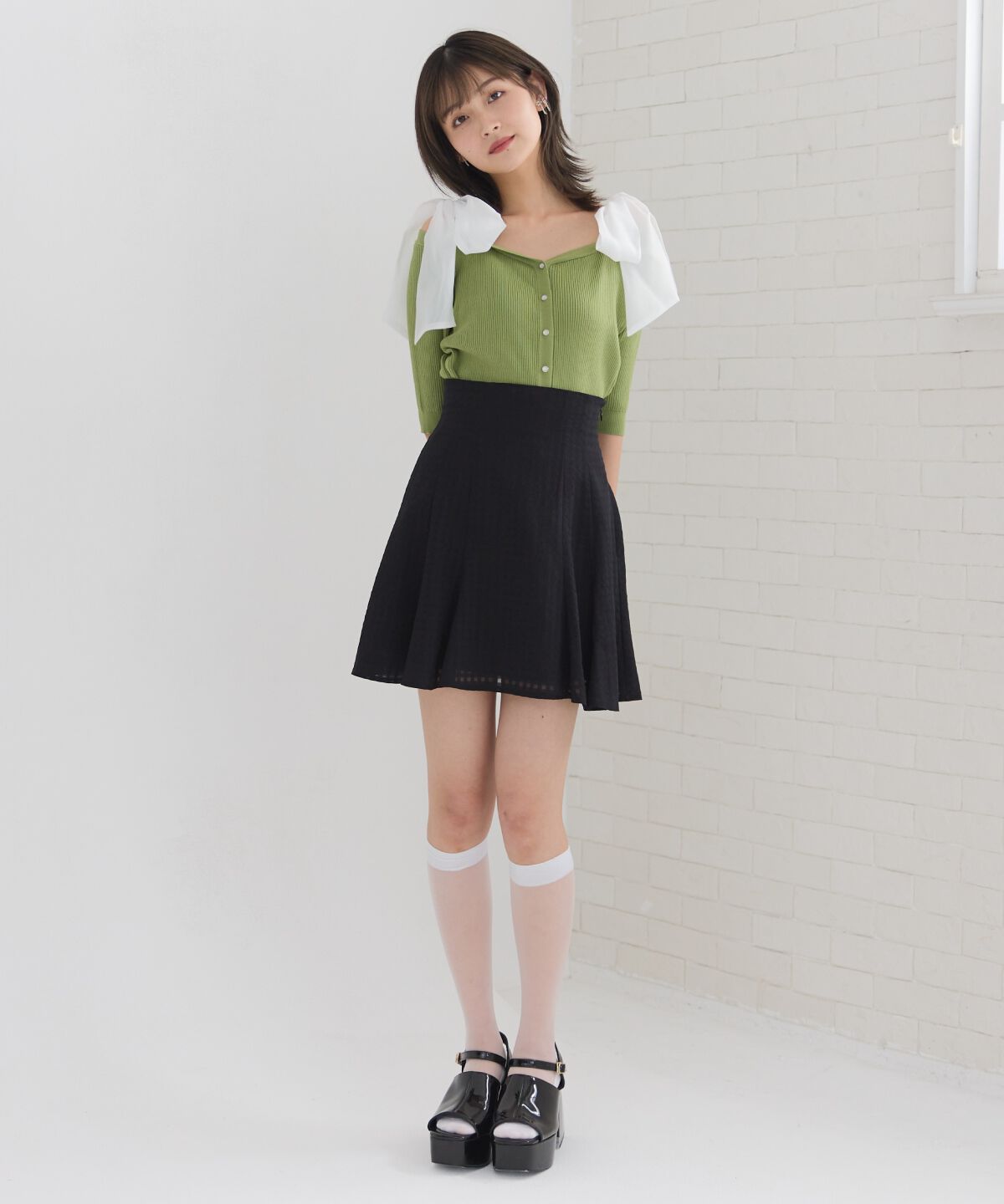 REDYAZEL「シアーチェックフレアミニスカート」|フレア|