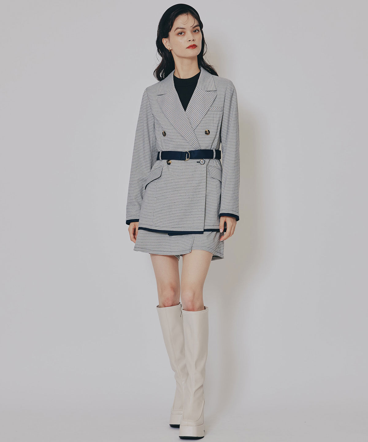 REDYAZEL「グレンチェックミニラップスカートライクショートパンツ」|台形|