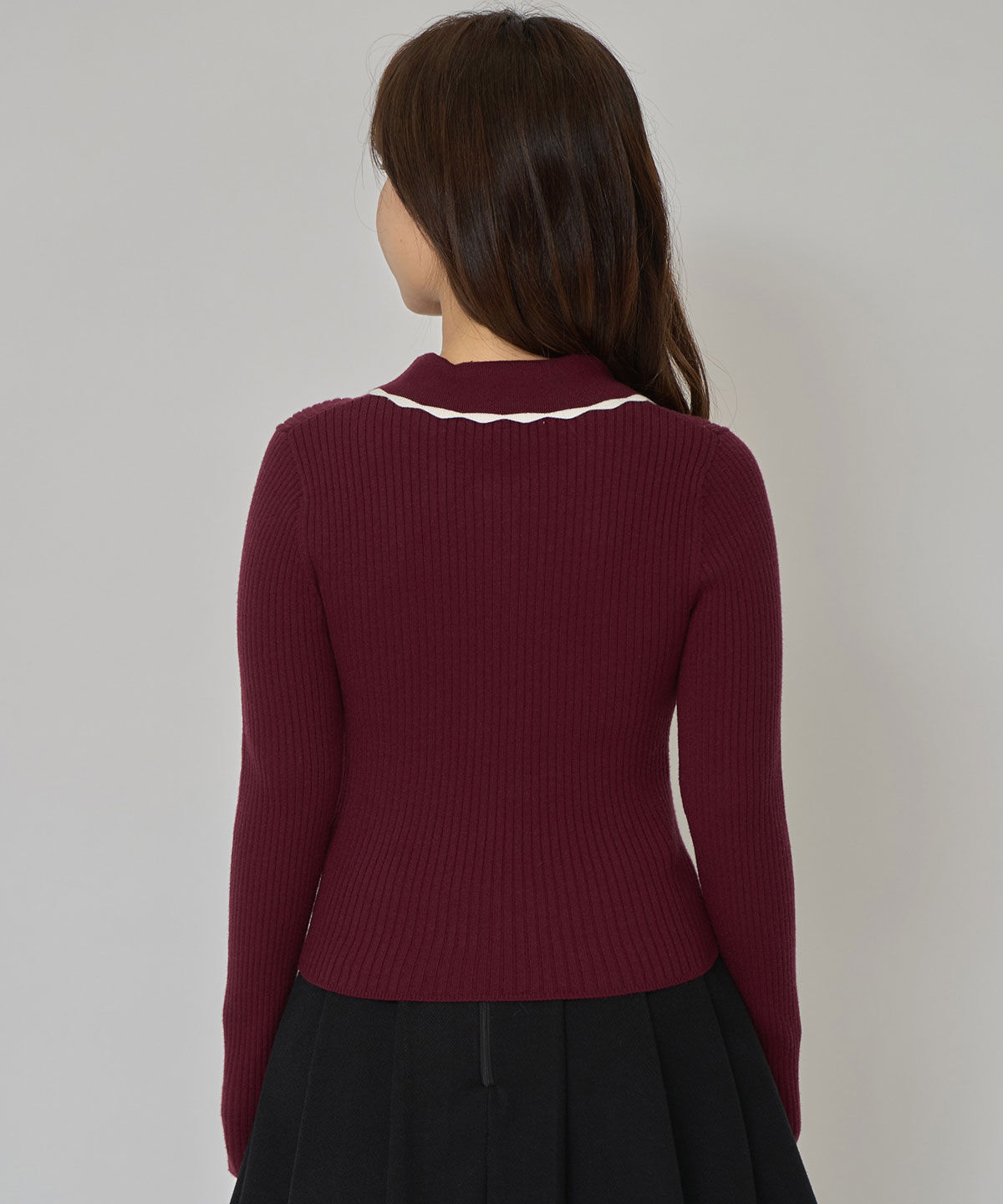 REDYAZEL「スカラカラーポロニットプルオーバー」|ニット・セーター|