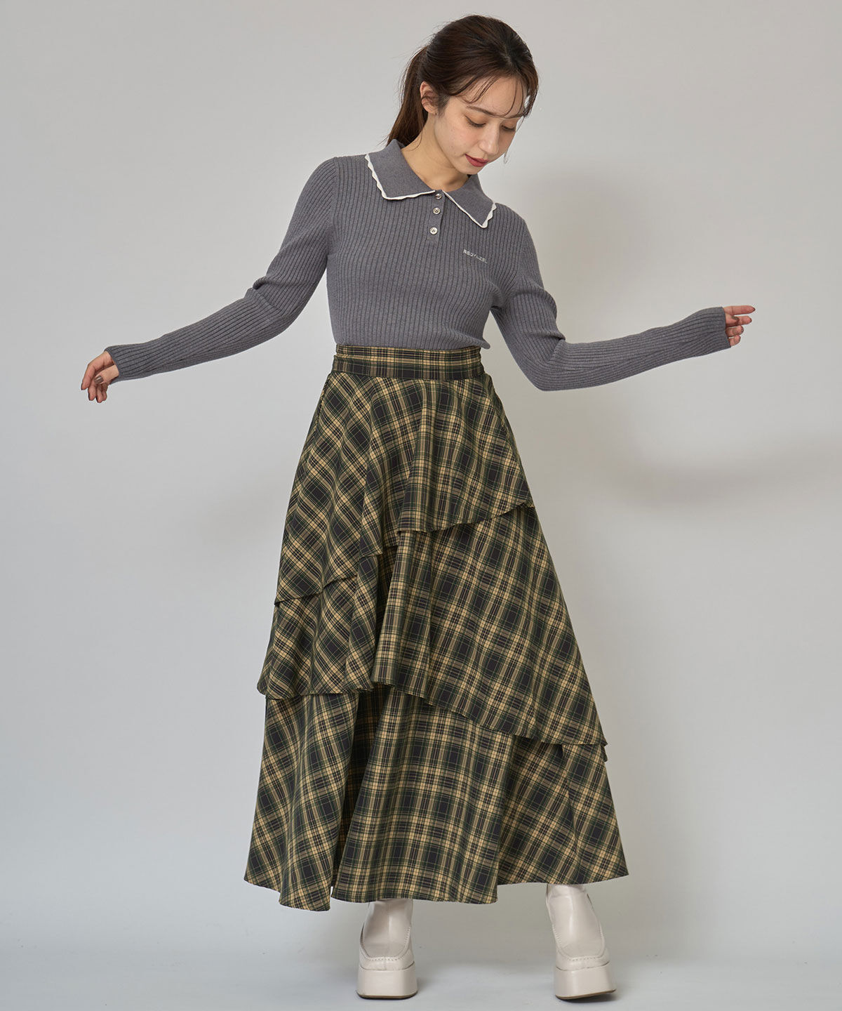 REDYAZEL「スカラカラーポロニットプルオーバー」|ニット・セーター|