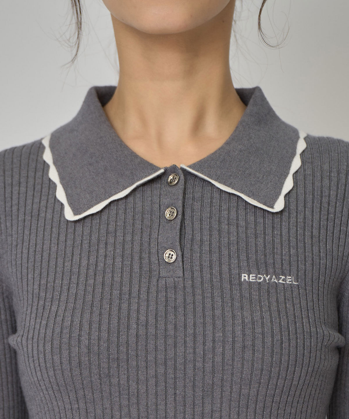 REDYAZEL「スカラカラーポロニットプルオーバー」|ニット・セーター|