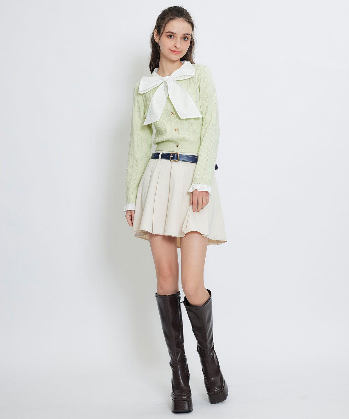 REDYAZEL「ローベルトインナーパンツプリーツミニスカート」|フレア|