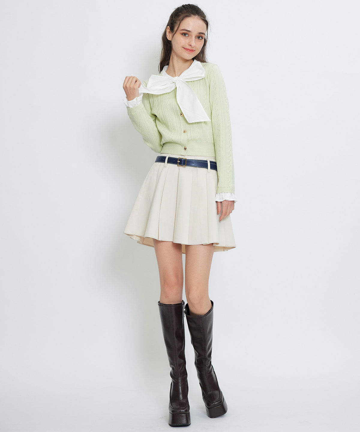 REDYAZEL「ローベルトインナーパンツプリーツミニスカート」|フレア|