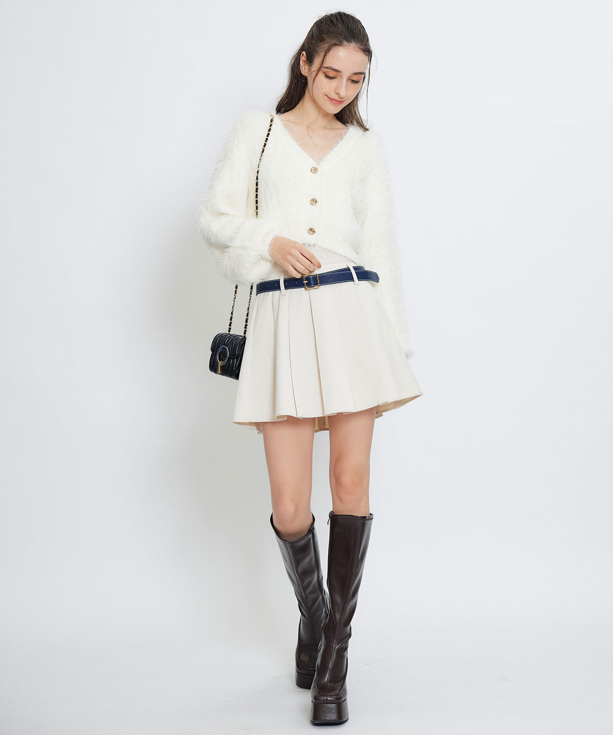 REDYAZEL「ローベルトインナーパンツプリーツミニスカート」|フレア|