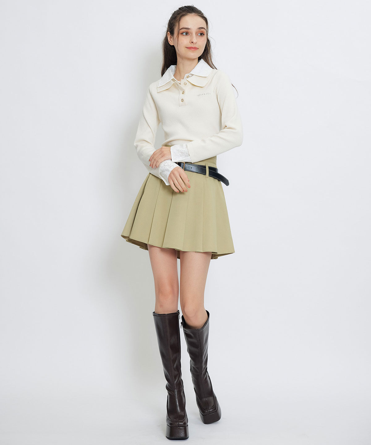 REDYAZEL「ローベルトインナーパンツプリーツミニスカート」|フレア|