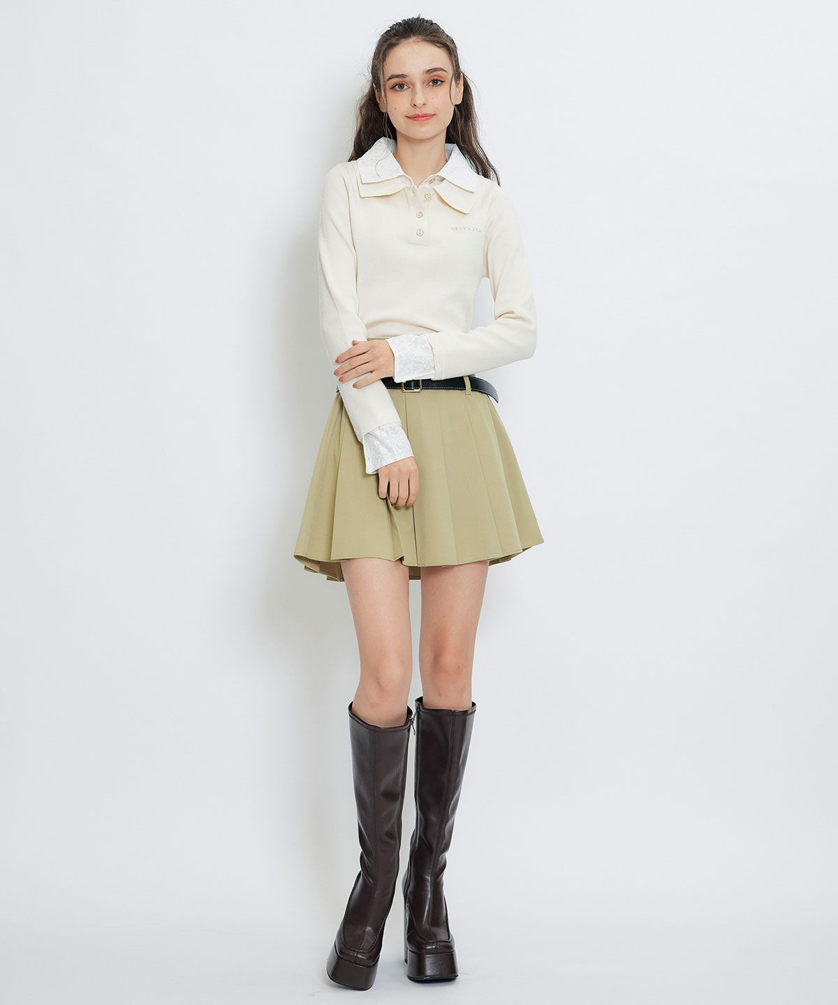 REDYAZEL「ローベルトインナーパンツプリーツミニスカート」|フレア|