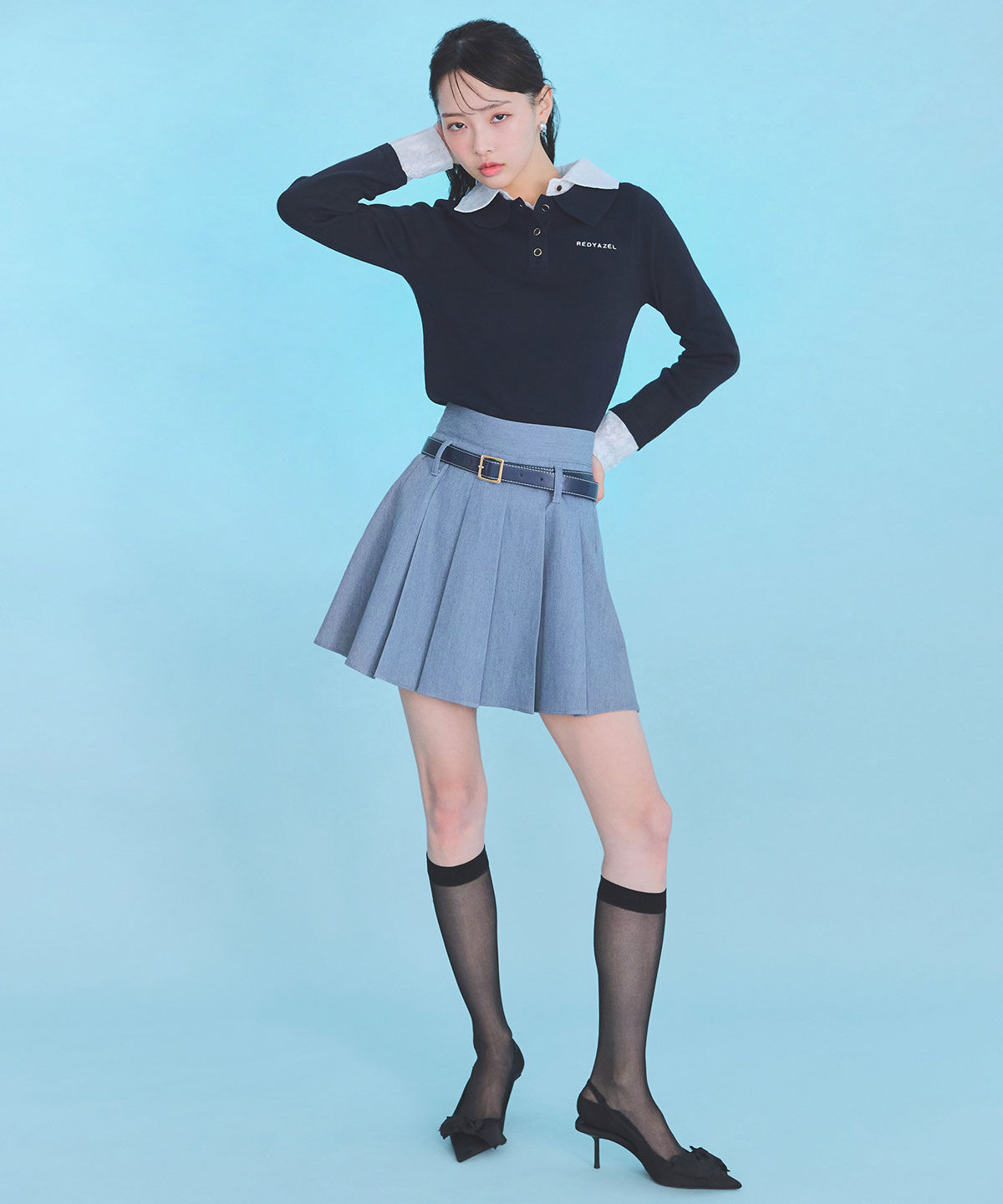 REDYAZEL「ローベルトインナーパンツプリーツミニスカート」|フレア|