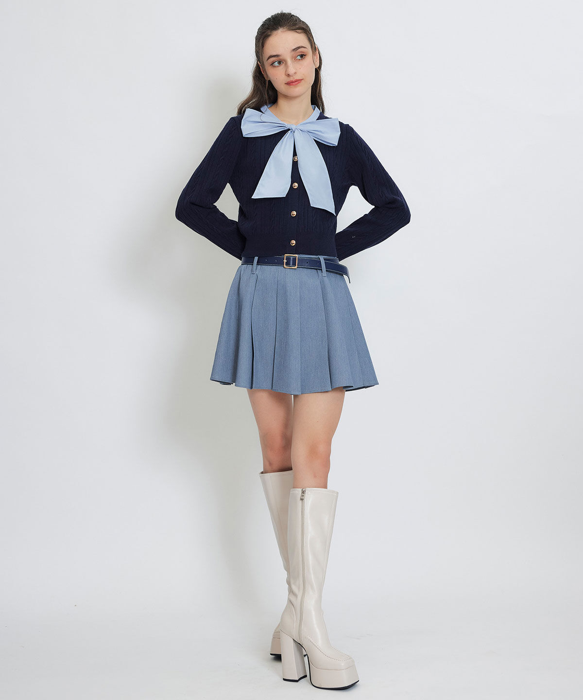 REDYAZEL「ローベルトインナーパンツプリーツミニスカート」|フレア|