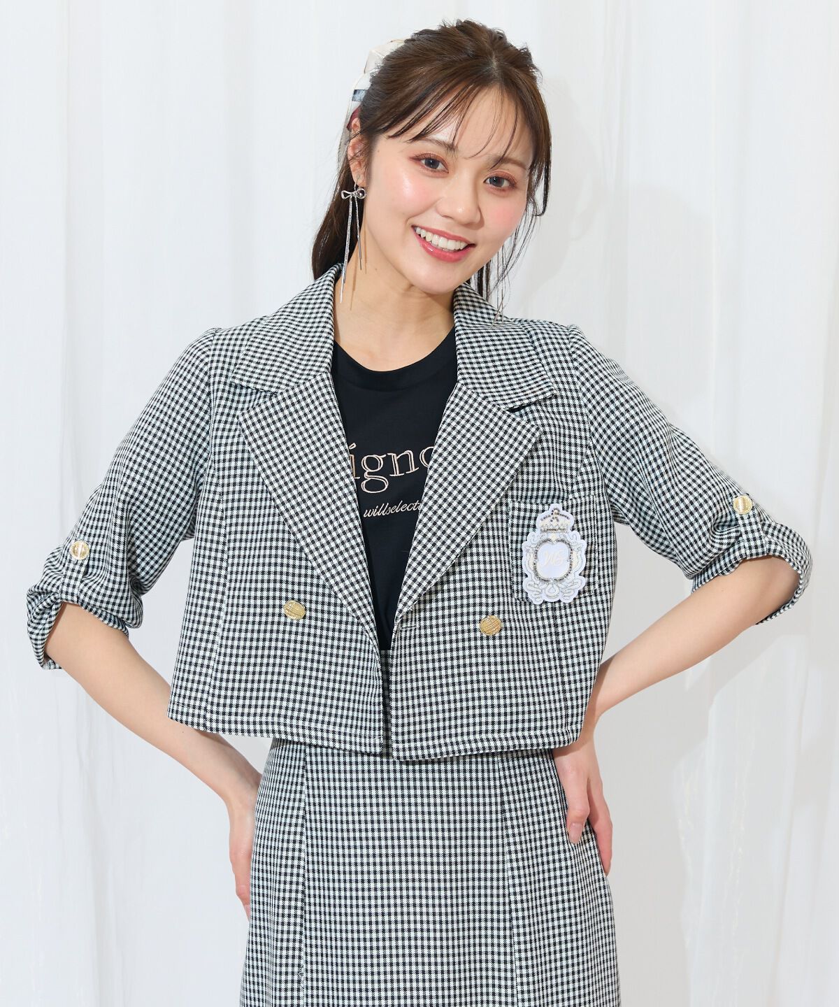 WILLSELECTION「エンブレム付きショートジャケット」|その他|黒系チェック