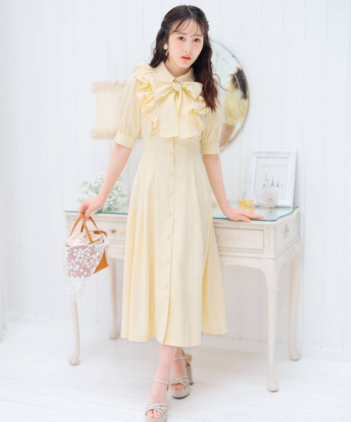 WILLSELECTION「ラッフルリボンタイシャツワンピース」|ワンピース|