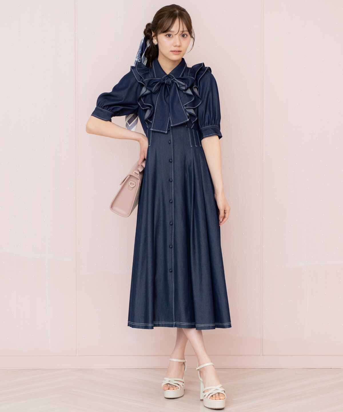 WILLSELECTION「ラッフルリボンタイシャツワンピース」|ワンピース|