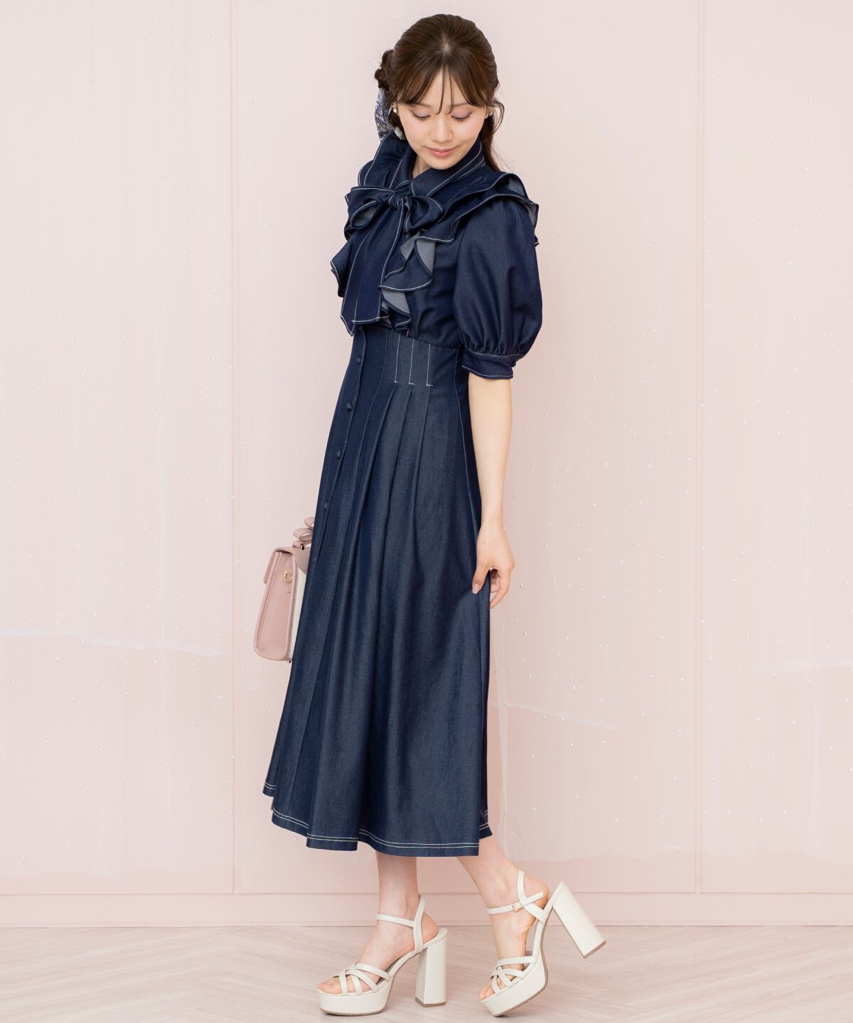 WILLSELECTION「ラッフルリボンタイシャツワンピース」|ワンピース|