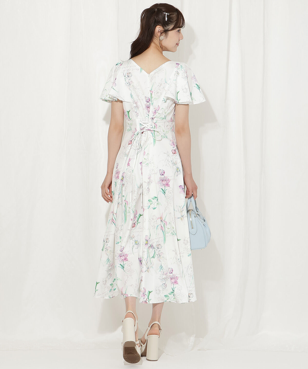 WILLSELECTION「ボタニカルフラワーフレアスリーブワンピース」|ワンピース|