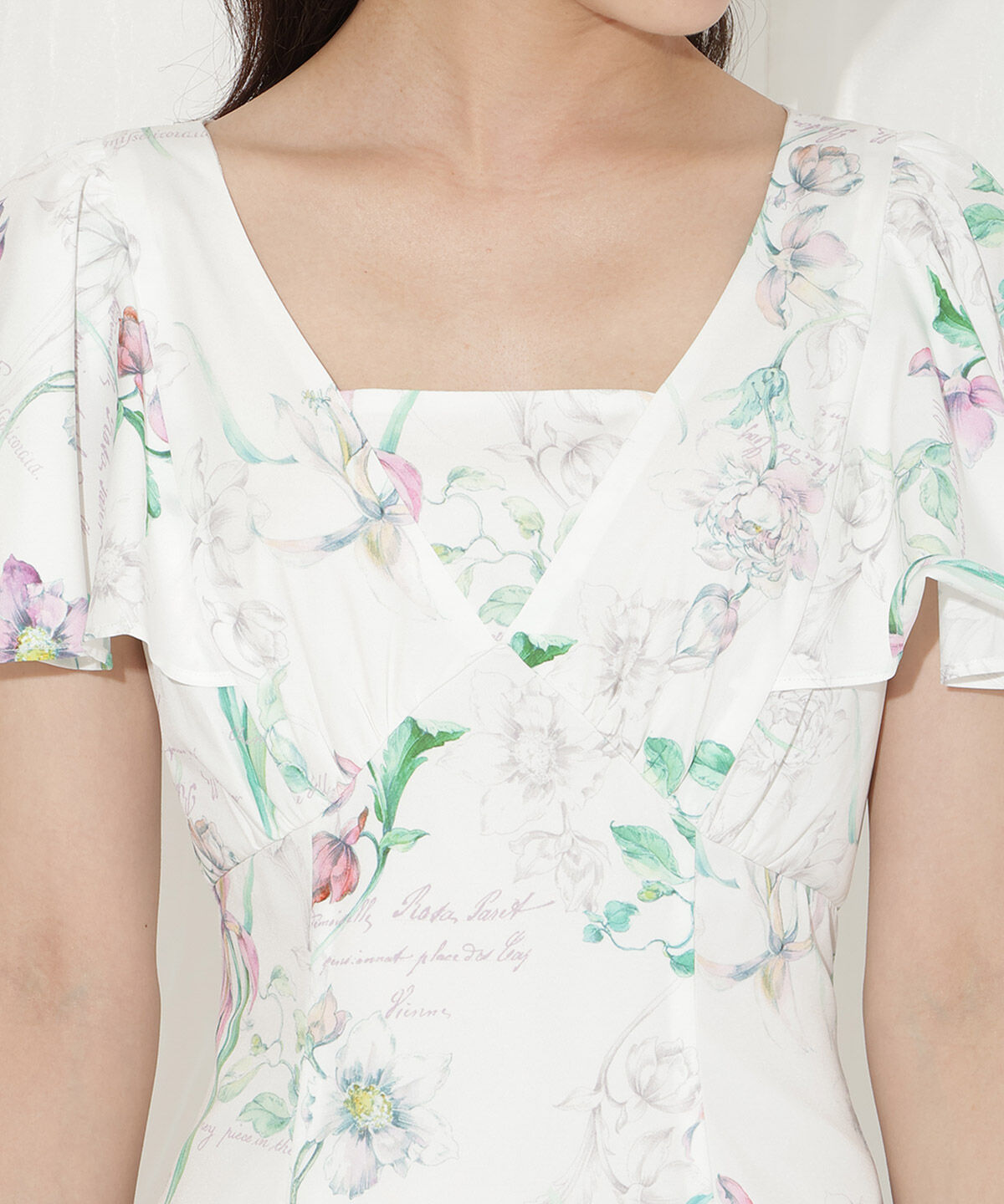 WILLSELECTION「ボタニカルフラワーフレアスリーブワンピース」|ワンピース|