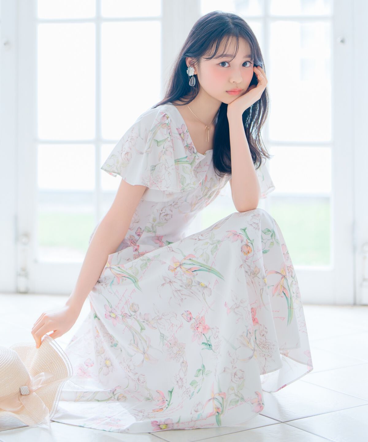 WILLSELECTION「ボタニカルフラワーフレアスリーブワンピース」|ワンピース|赤系花柄