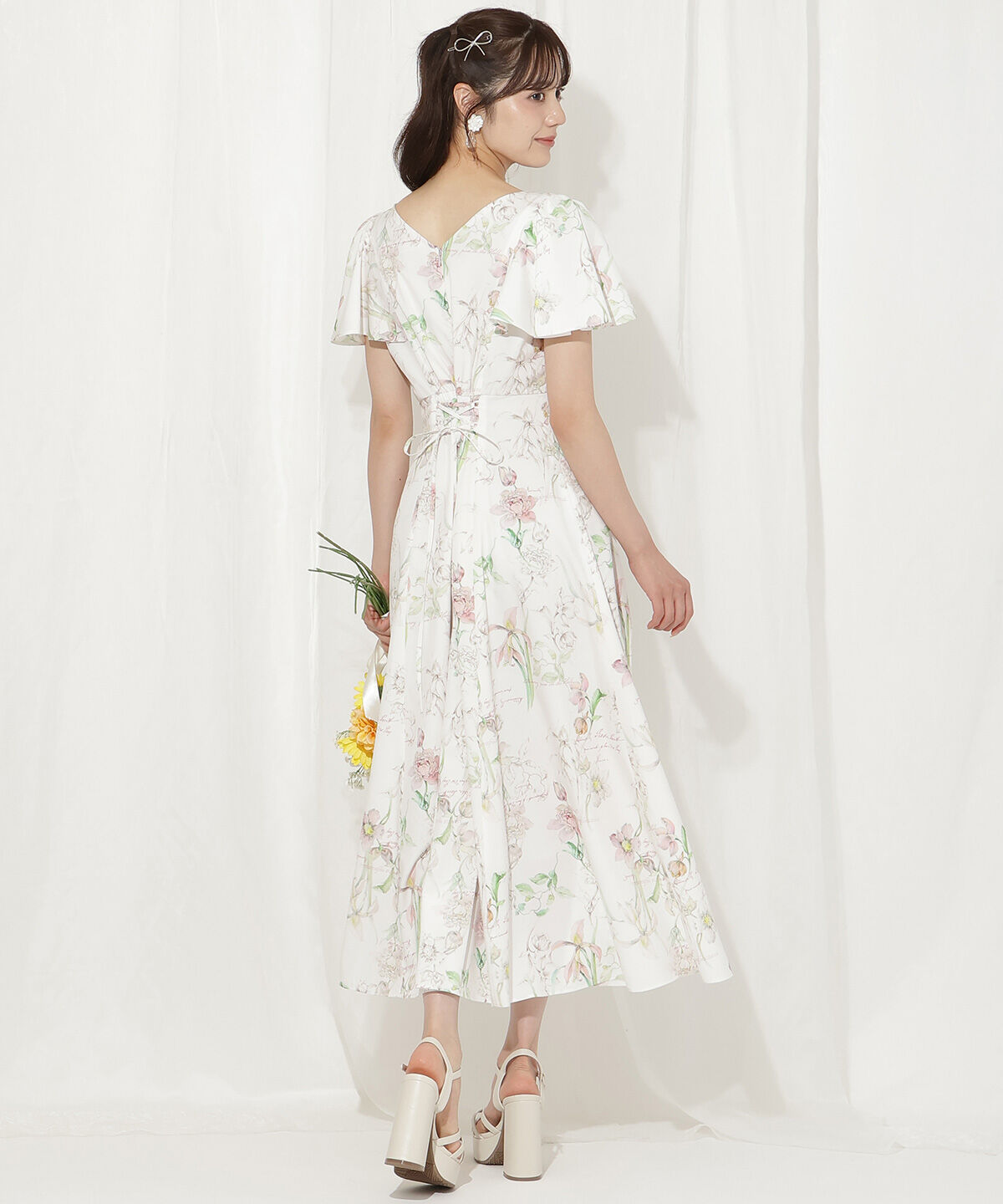 WILLSELECTION「ボタニカルフラワーフレアスリーブワンピース」|ワンピース|