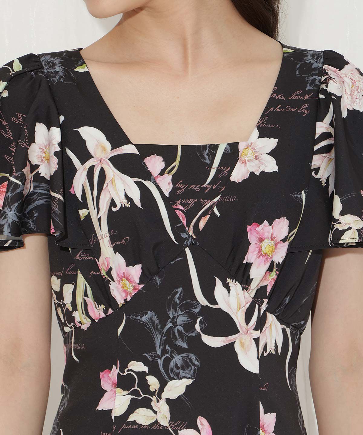 WILLSELECTION「ボタニカルフラワーフレアスリーブワンピース」|ワンピース|