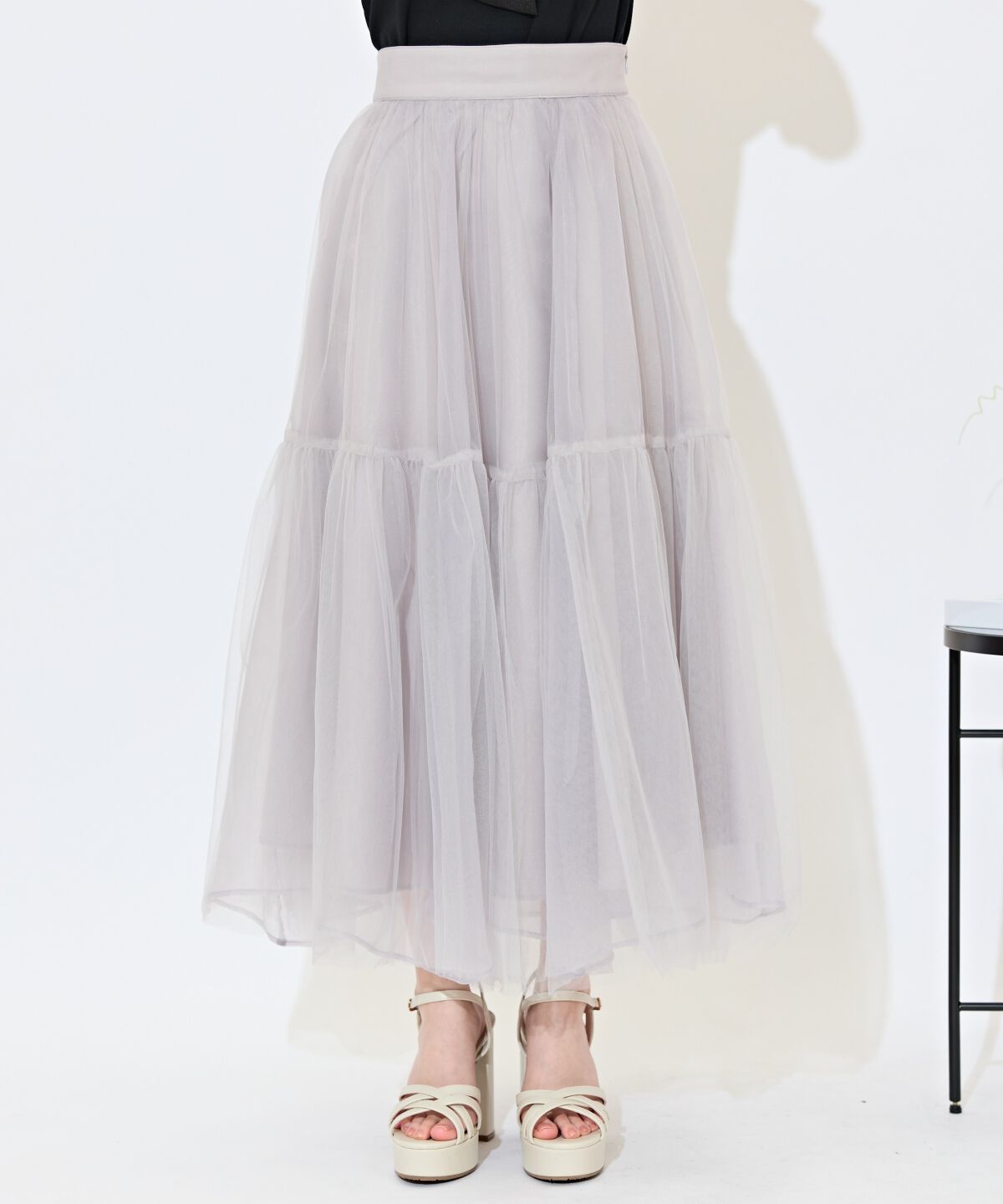 WILLSELECTION「ニュアンスカラーチュールティアードスカート」|フレア|