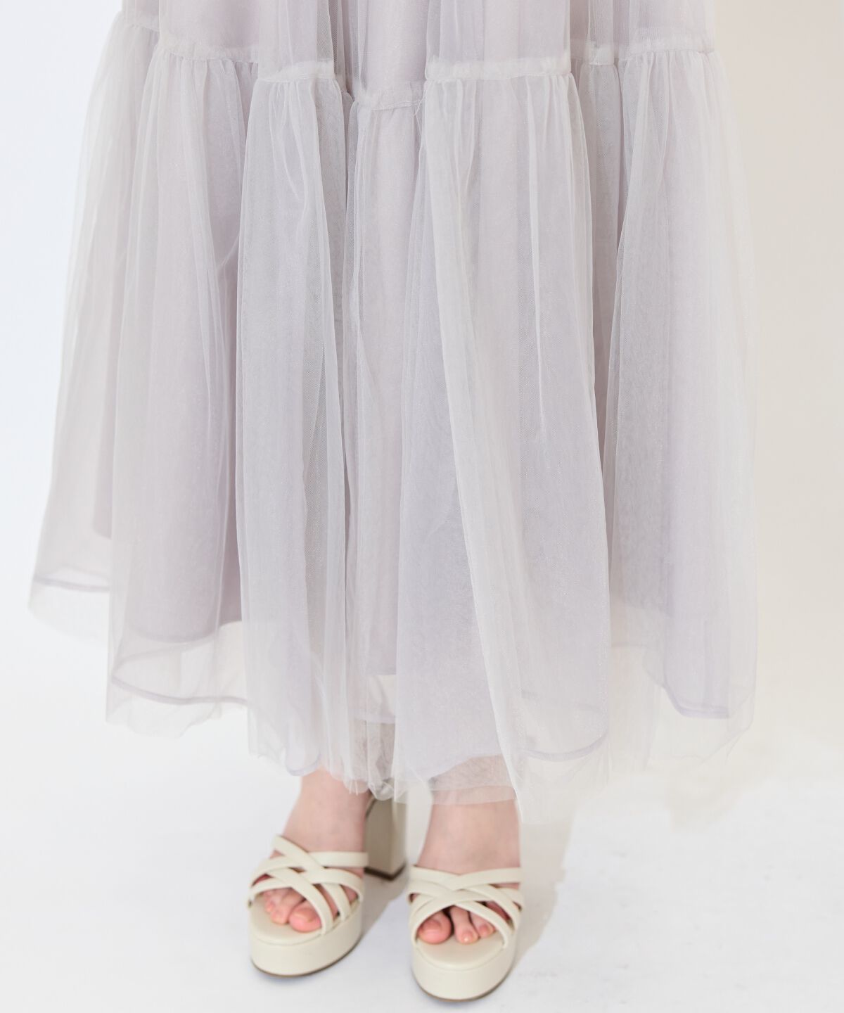 WILLSELECTION「ニュアンスカラーチュールティアードスカート」|フレア|