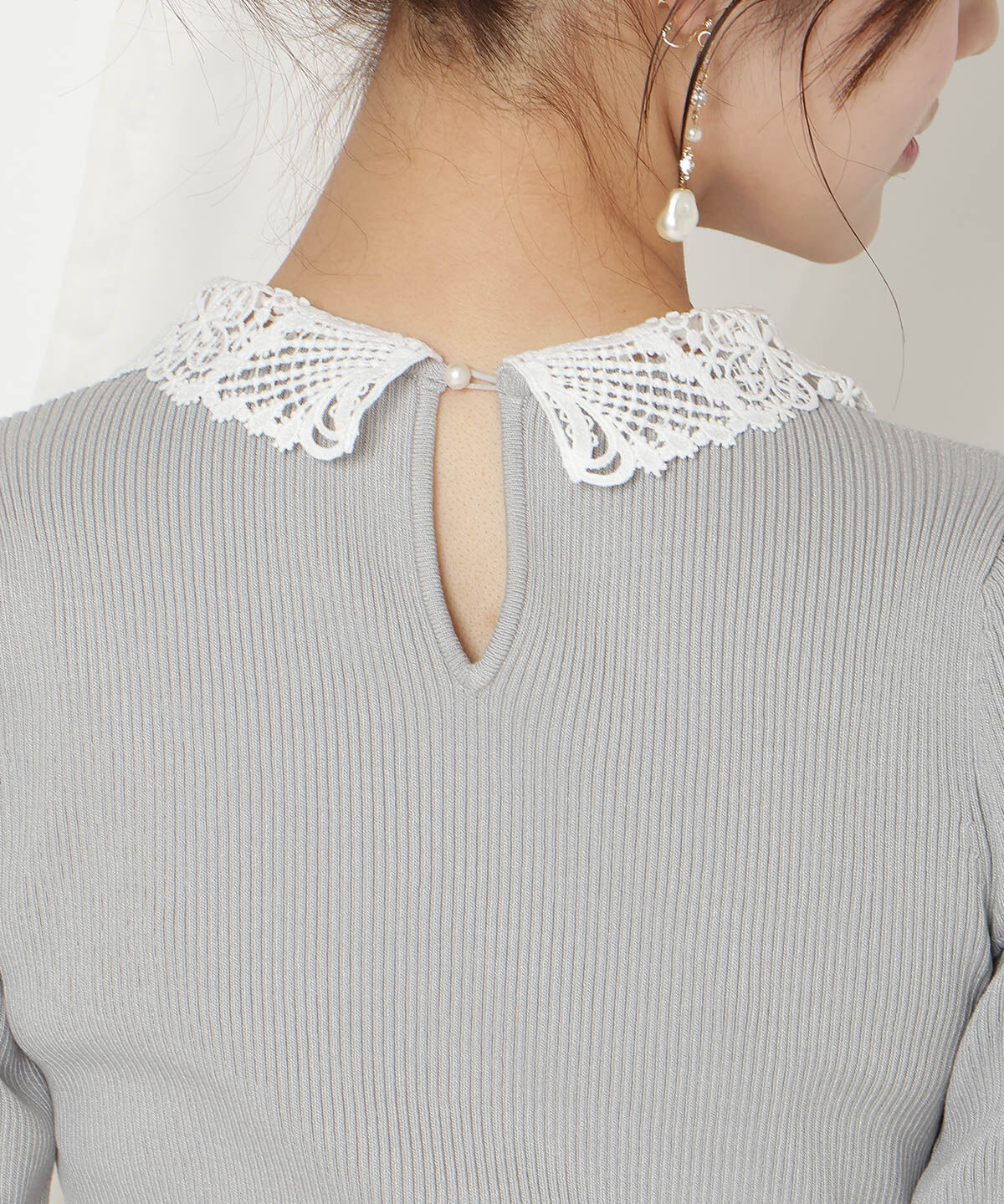 WILLSELECTION「リボンレースカラーリブニット」|ニット・セーター|