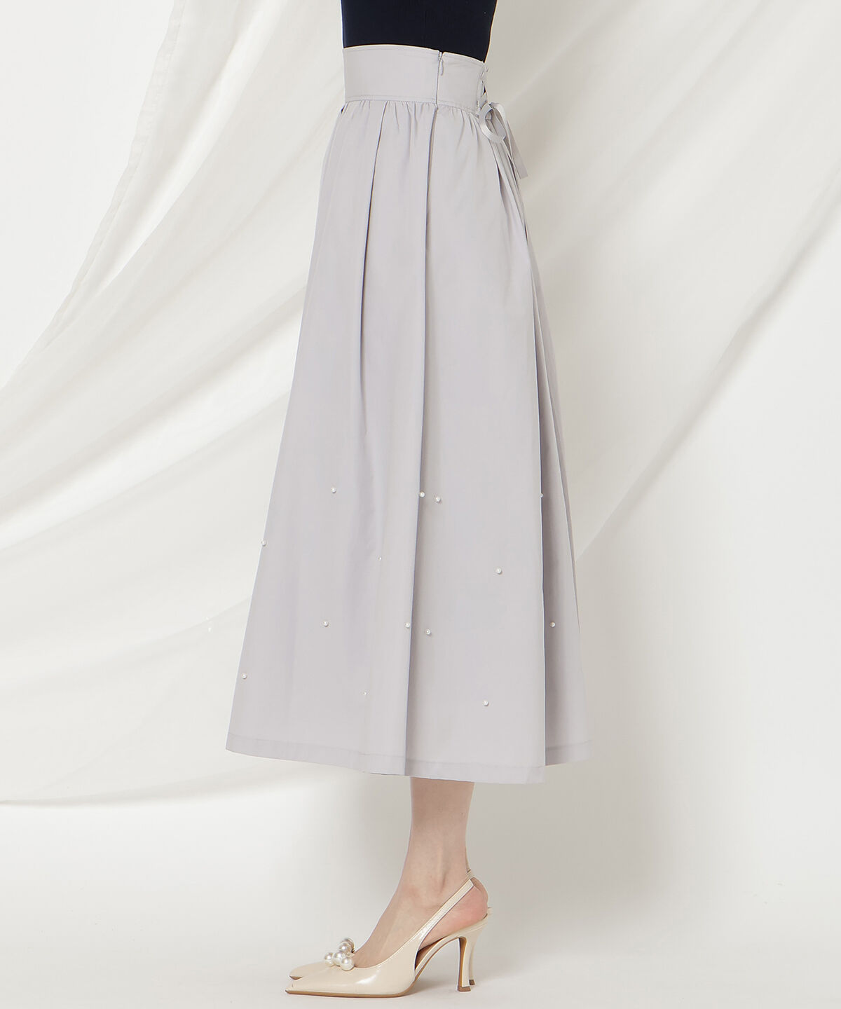 WILLSELECTION「パールタックギャザースカート」|フレア|