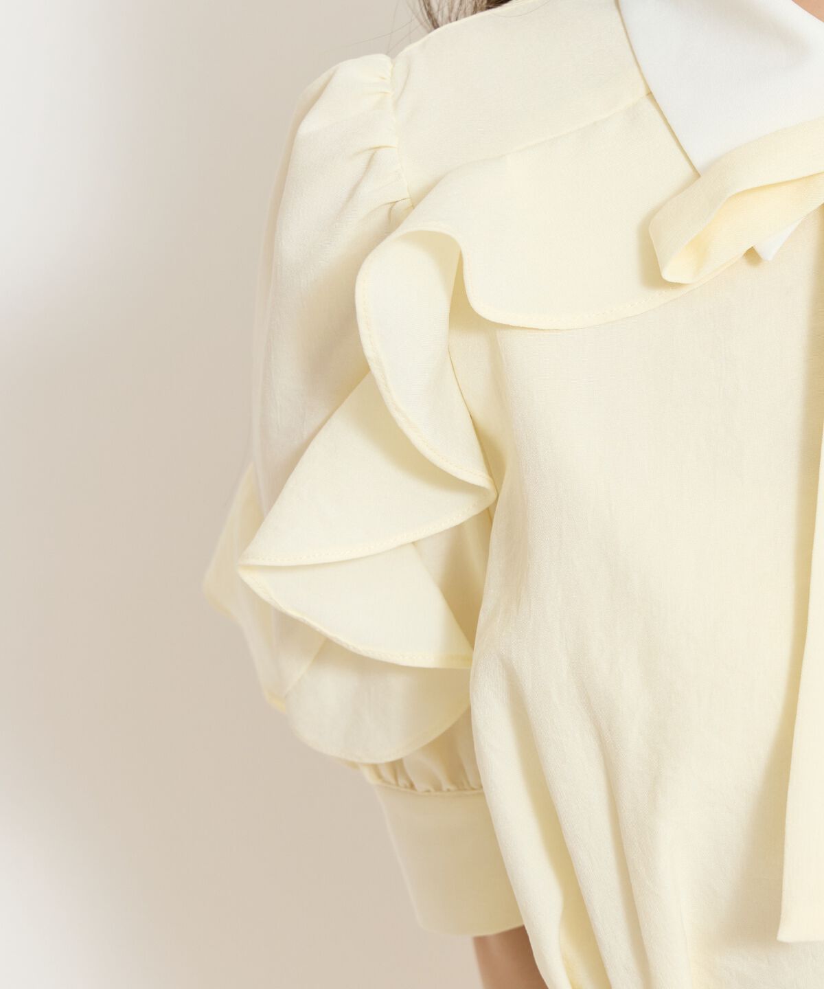 WILLSELECTION「ラッフルパフスリーブシャツワンピース」|ワンピース|