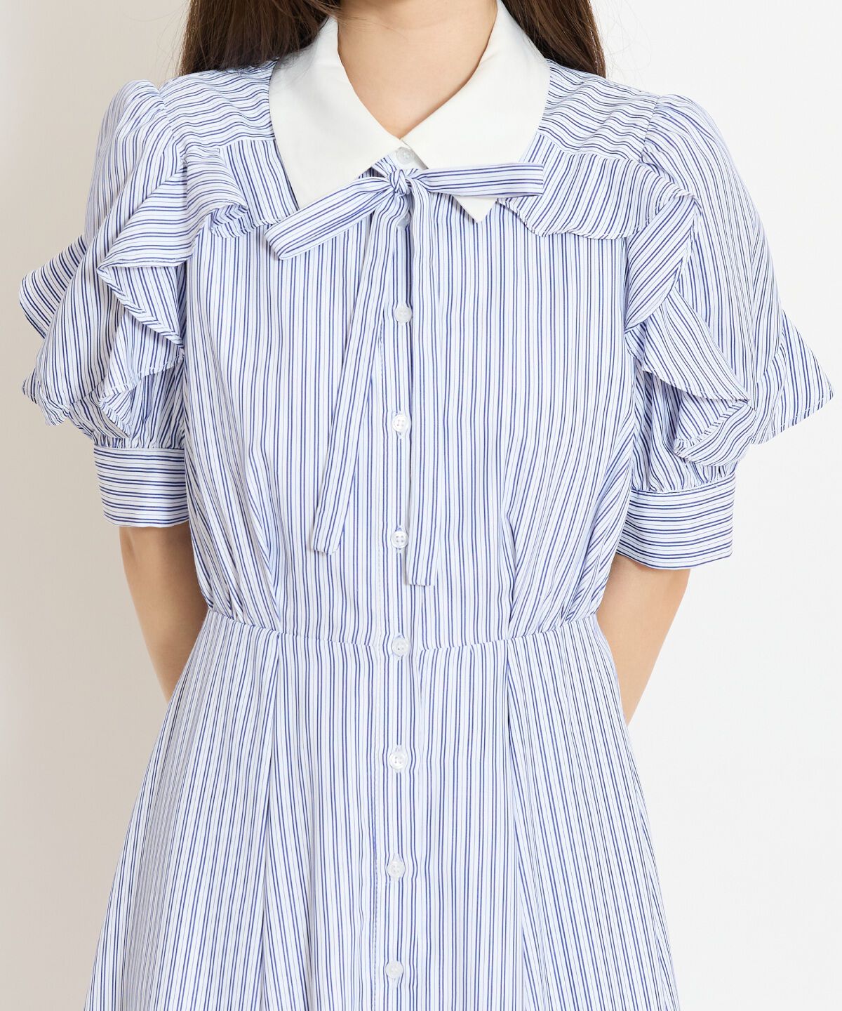 WILLSELECTION「ラッフルパフスリーブシャツワンピース」|ワンピース|