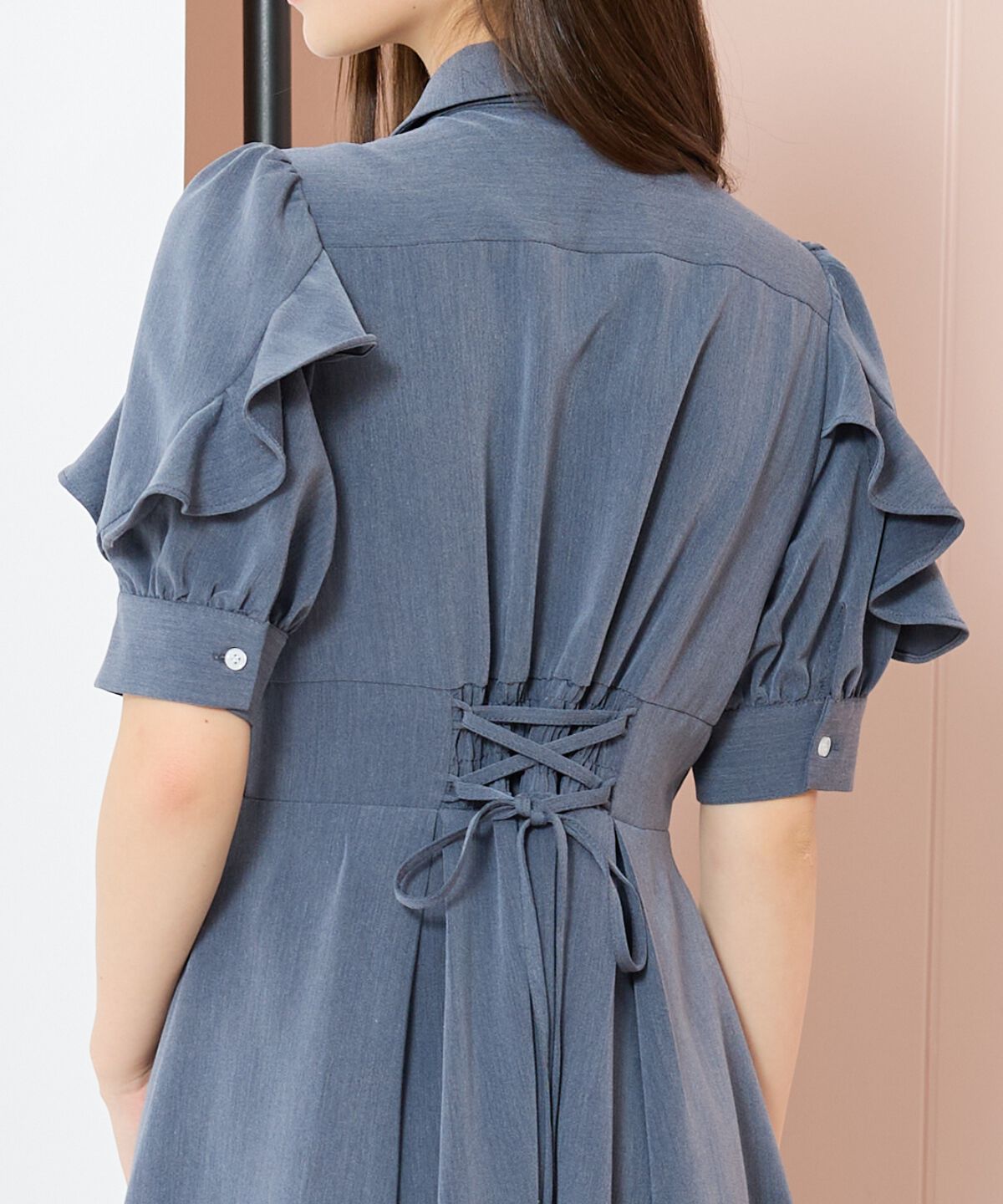 WILLSELECTION「ラッフルパフスリーブシャツワンピース」|ワンピース|